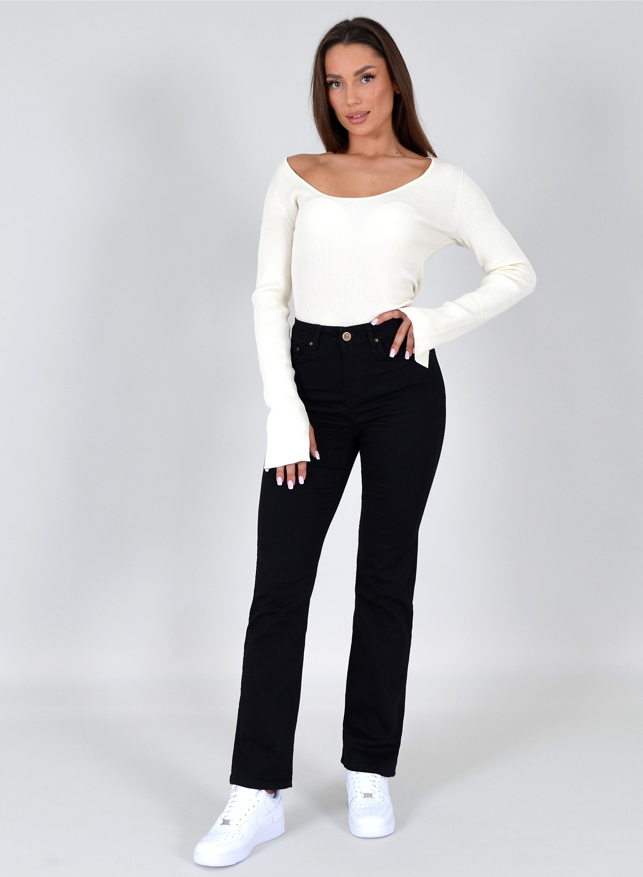 ESRA Straight-Jeans Stretch-Jeans Damen High Waist Jeans Straight Leg Hose günstig online kaufen