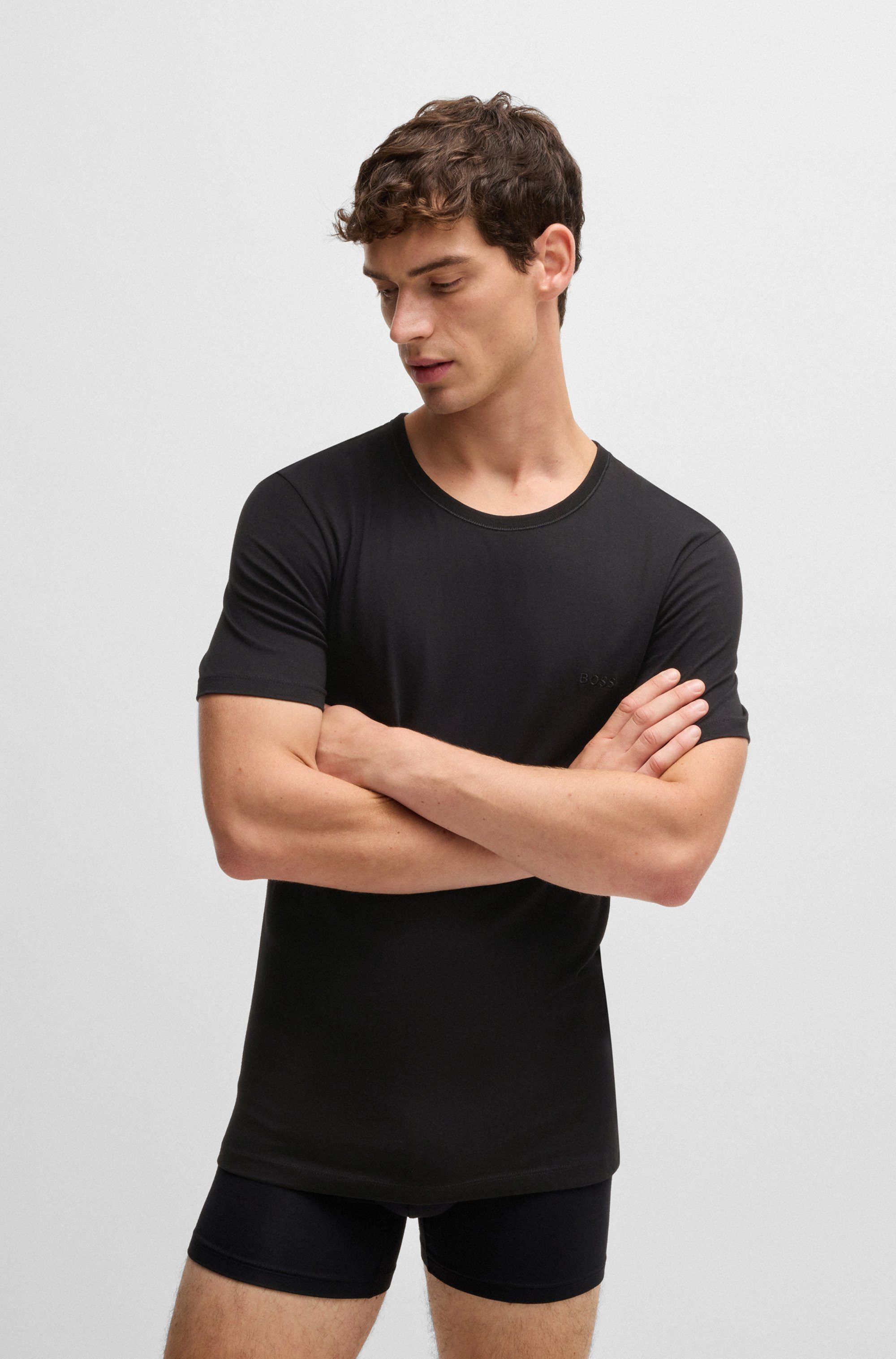 BOSS T-Shirt Rundhals BOSS ONE (Packung, 3-tlg., 3er-Pack) mit dezentem BOSS Logo-Print
