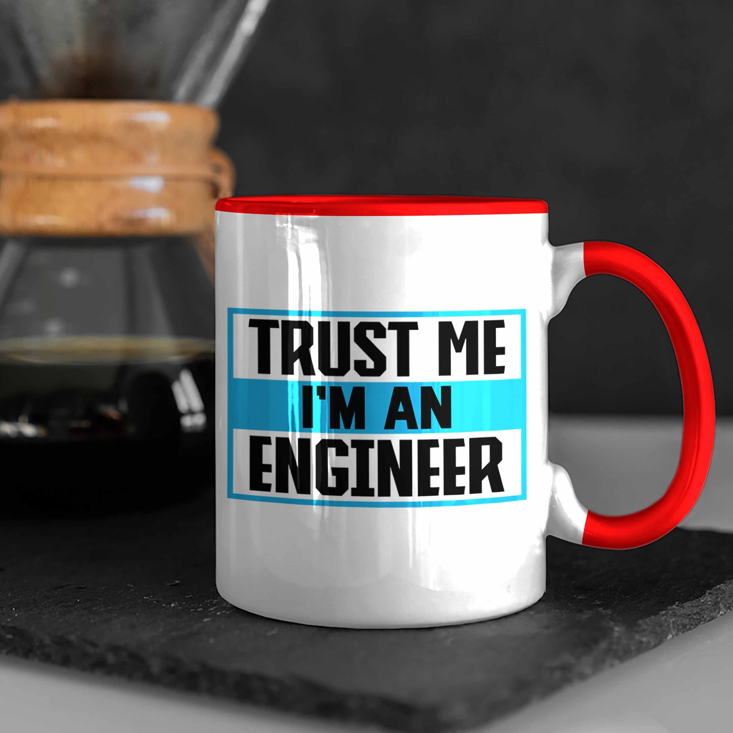 Geschenkidee Trendation Tasse Kaffeetasse Geschenk Lustig Gadget Trendation Ingeneur - Ingenieur Tasse Rot
