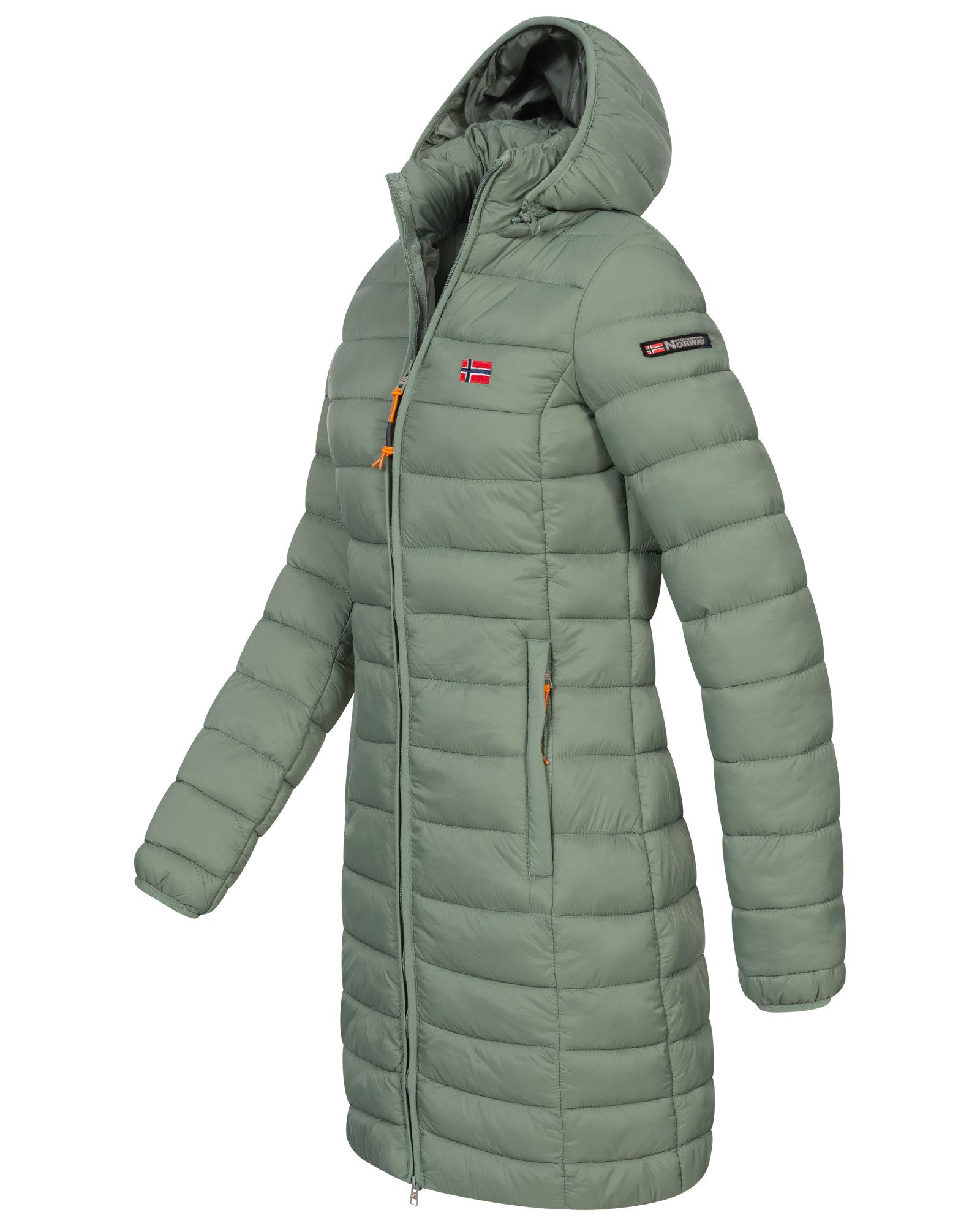 Geographical Norway Steppmantel Winter Jacke Steppjacke Parka Lange Kapuzenjacke Steppmantel Outdoor