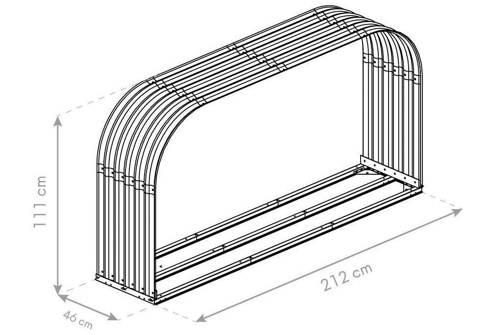 cm, verzinktem BxTxH:212x46x111 Stahl aus Kaminholzregal, WESTMANN