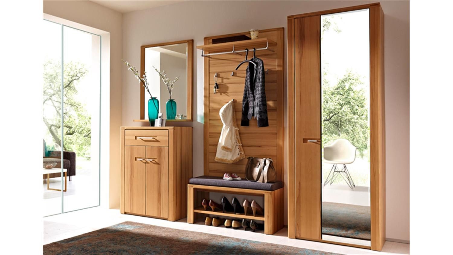 Innostyle Garderobenschrank Garderobenschrank Nature Plus Kernbuche teilmassiv lackiert