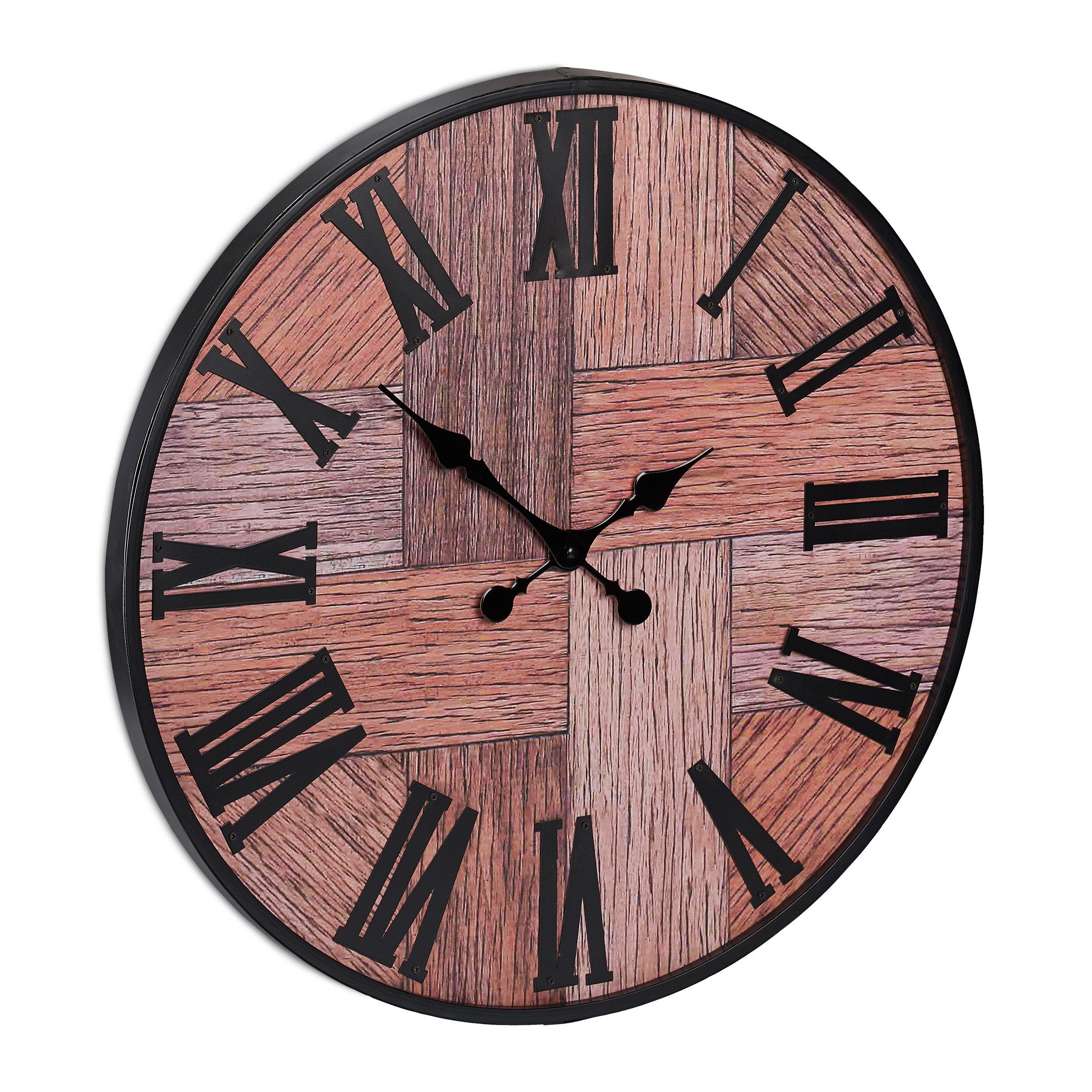 Relaxdays Wanduhr Im Kronkorken-Design – 33 Cm, Batteriebetrieben (AA), Analog, Schwarz/weiß