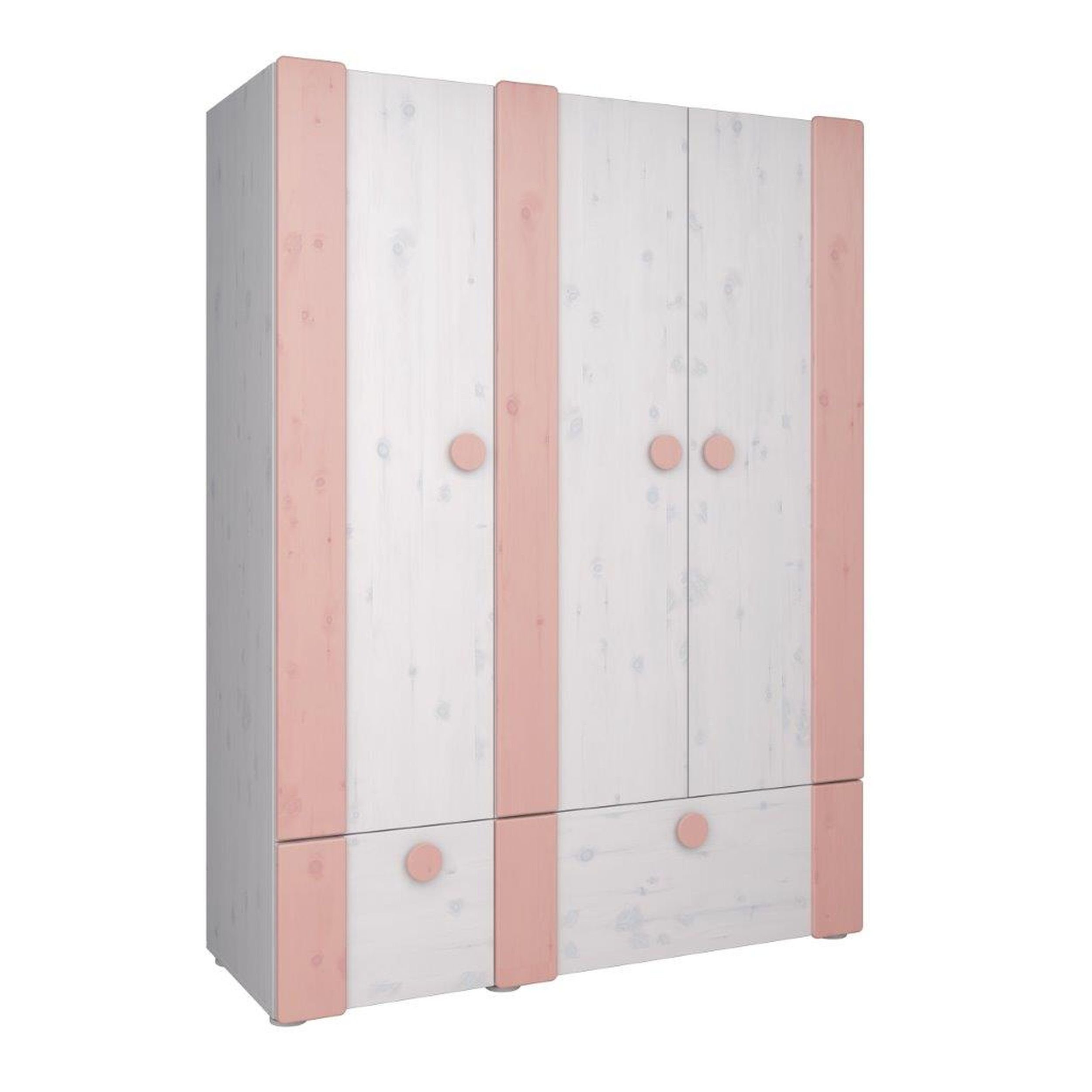 STEENS Kleiderschrank Kiefer Massiv 3-türig Kleiderschrank 150x202 cm Weiß  washed/ rosa online kaufen | OTTO