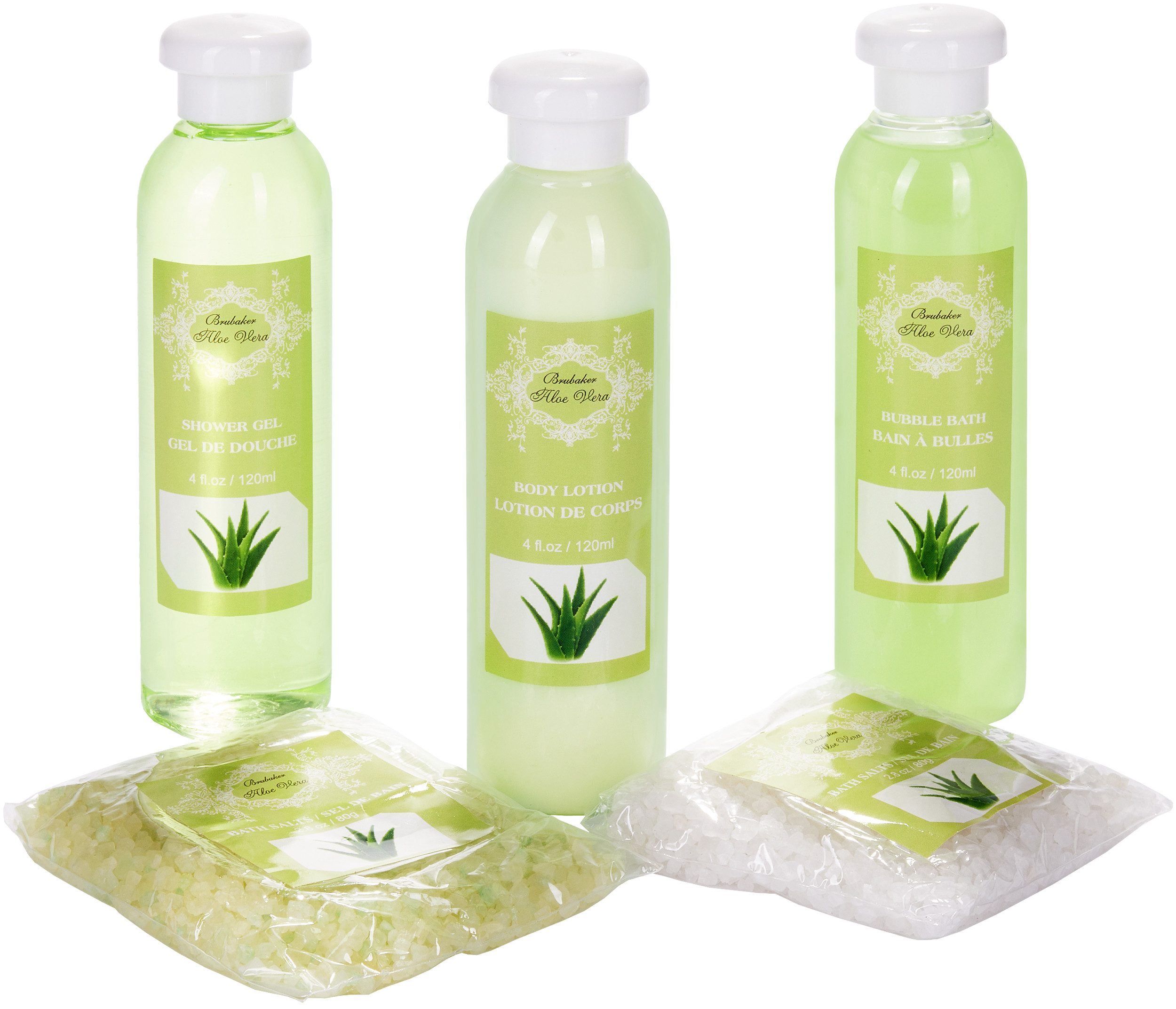 BRUBAKER Pflege-Geschenkset Aloe Vera - Dusch und Badeset - Set im Vintage Schränkchen aus Holz Damen Pflegeset, 10-tlg., Wellness Beauty Geschenk für Frauen -  – Bild 4 von 5