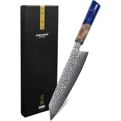 Shinrai Japan Damastmesser Kochmesser 23 cm - Damastmesser - Japanisches Messer Sapphire, Handgefertigt bis ins Detail