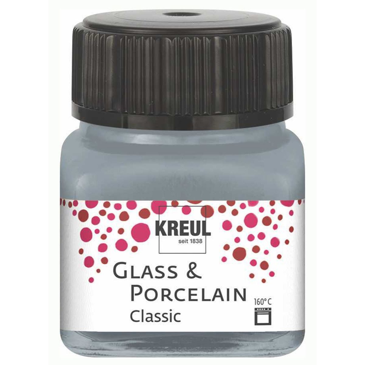 C. KREUL Porzellanfarbe KREUL Glass & Porcelain Farbe Classic metallic silber 20ml Glas