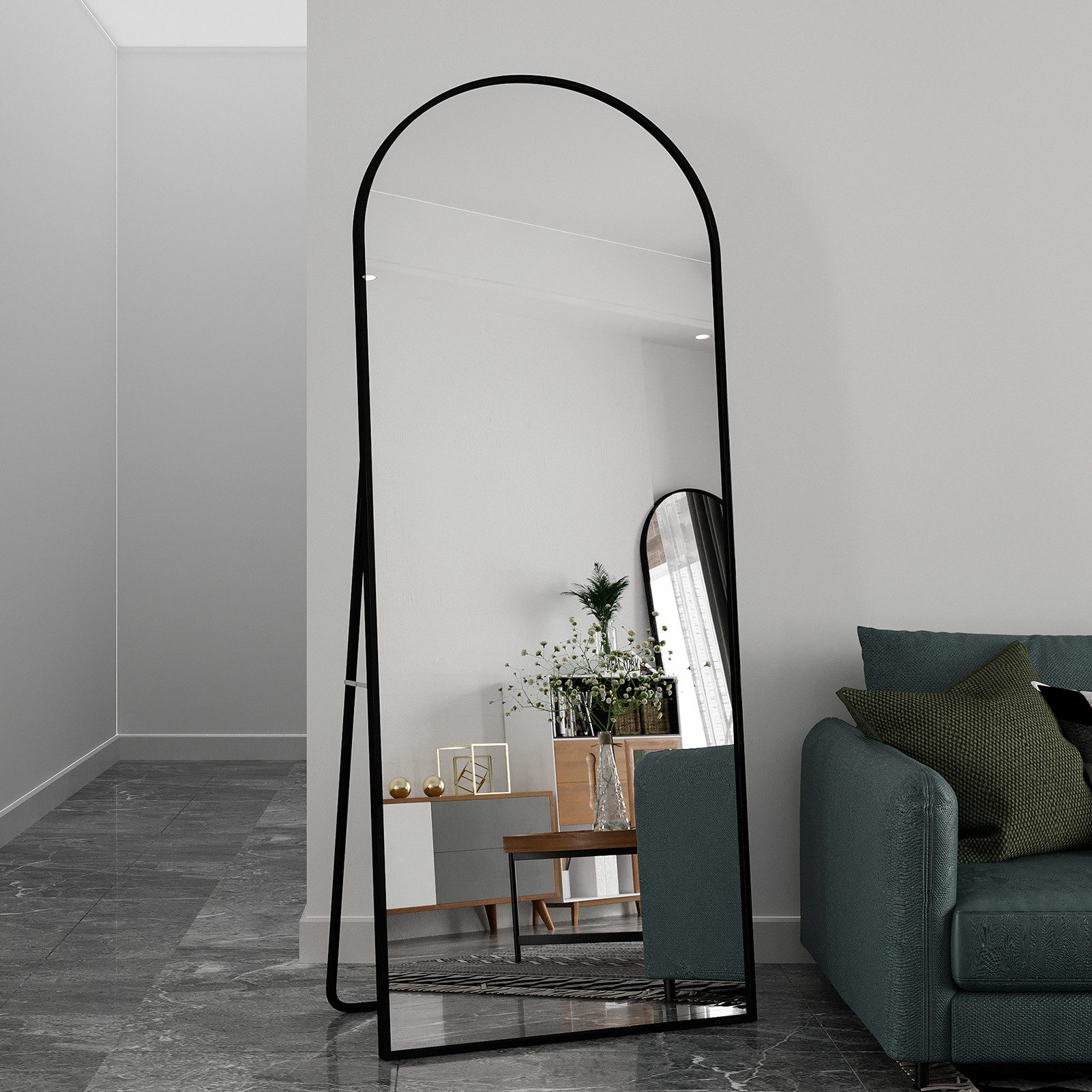 PXloue Ganzkörperspiegel 180x80 Oval Wandspiegel Standspiegel Groß Wand Ganzkörper, Spiegel Rund,Industrial Wandspiegel, für Schlafzimmer Badezimmer