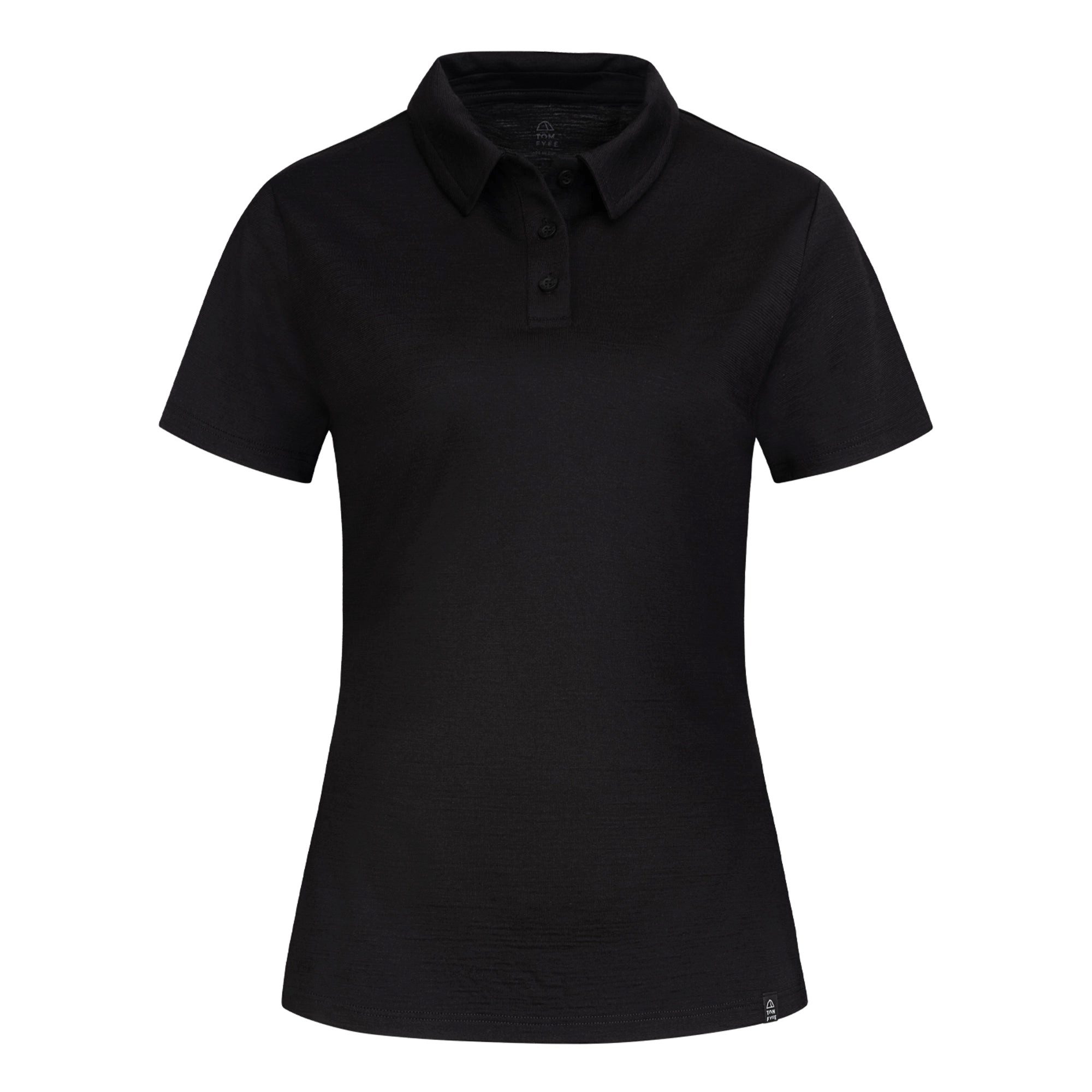 Tom Fyfe Poloshirt TOM FYFE Merino Polo-Shirt Damen Schwarz / 2XL