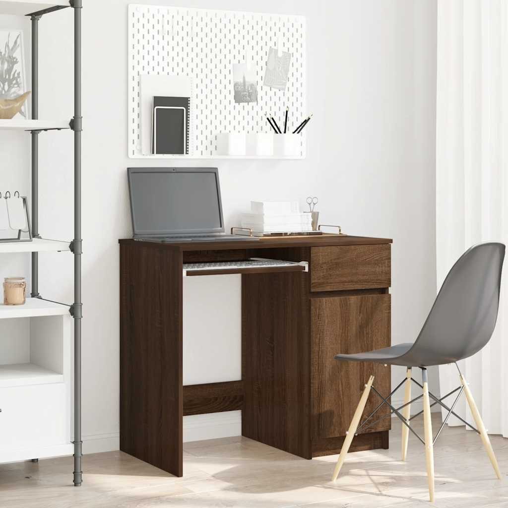 vidaXL Schreibtisch Schreibtisch Braun Eichen-Optik 86x49x76 cm Holzwerkstoff