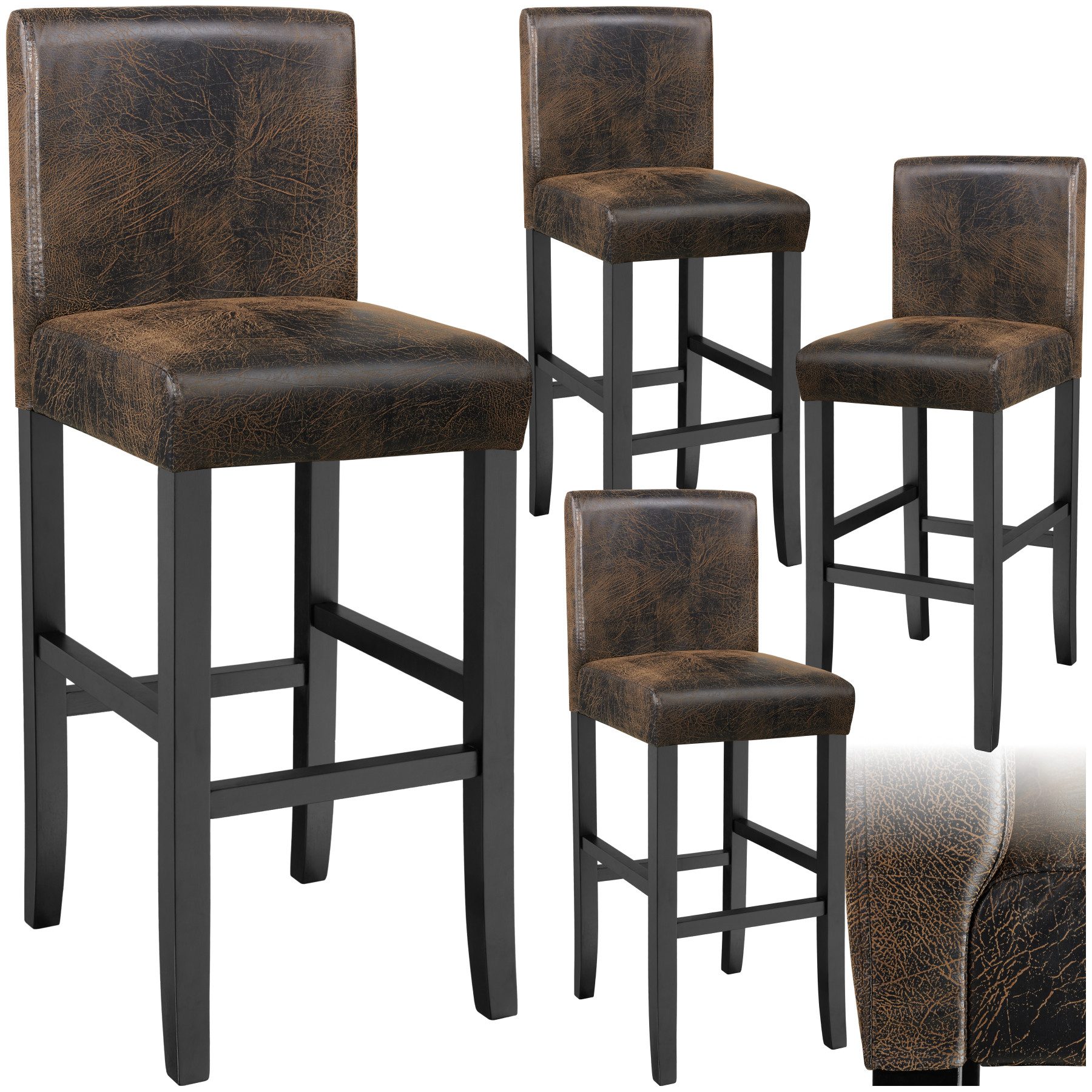 tectake Barhocker Barstuhl aus Kunstleder, gepolstert mit Rückenlehne, Stuh günstig online kaufen