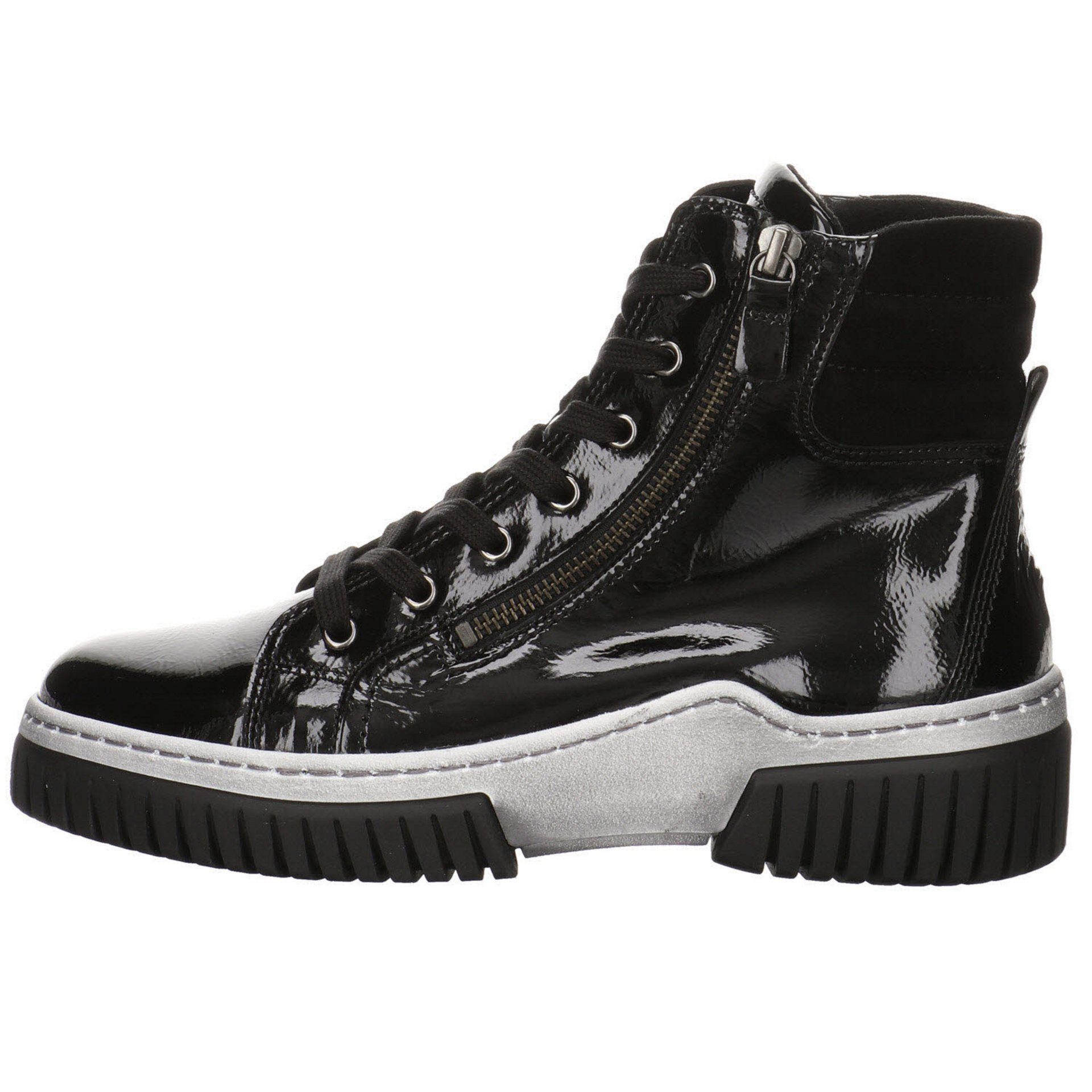 Gabor schwarz(altsilber) Schnürstiefel Elegant Lackleder Boots Schuhe Stiefeletten Damen Freizeit