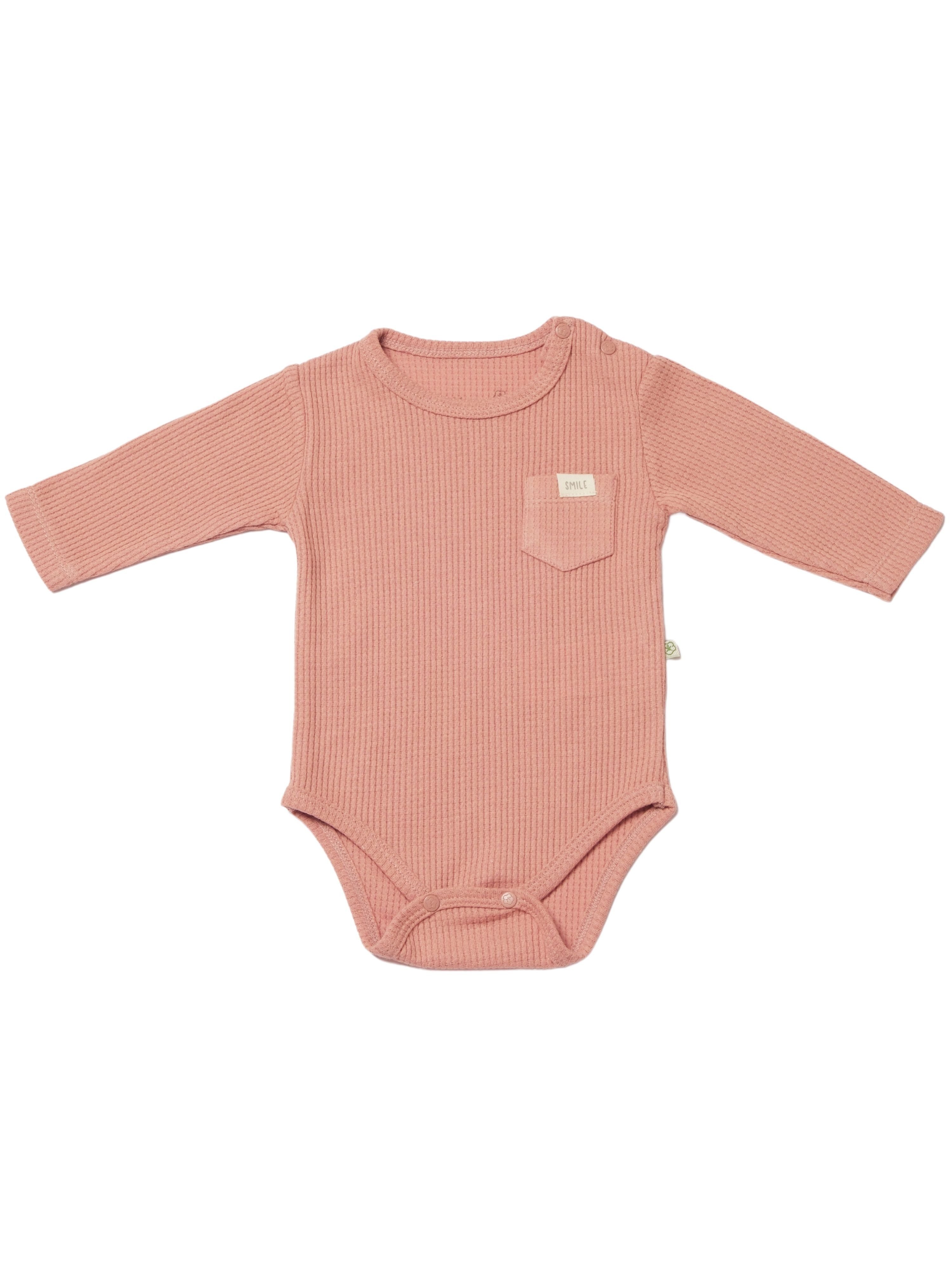 biorganic Langarmbody Waffle Smile für Jungen und Mädchen, Unisex, Baby Body (1-tlg) Waffelmuster, Bio-Baumwolle, Größe 56 - 86