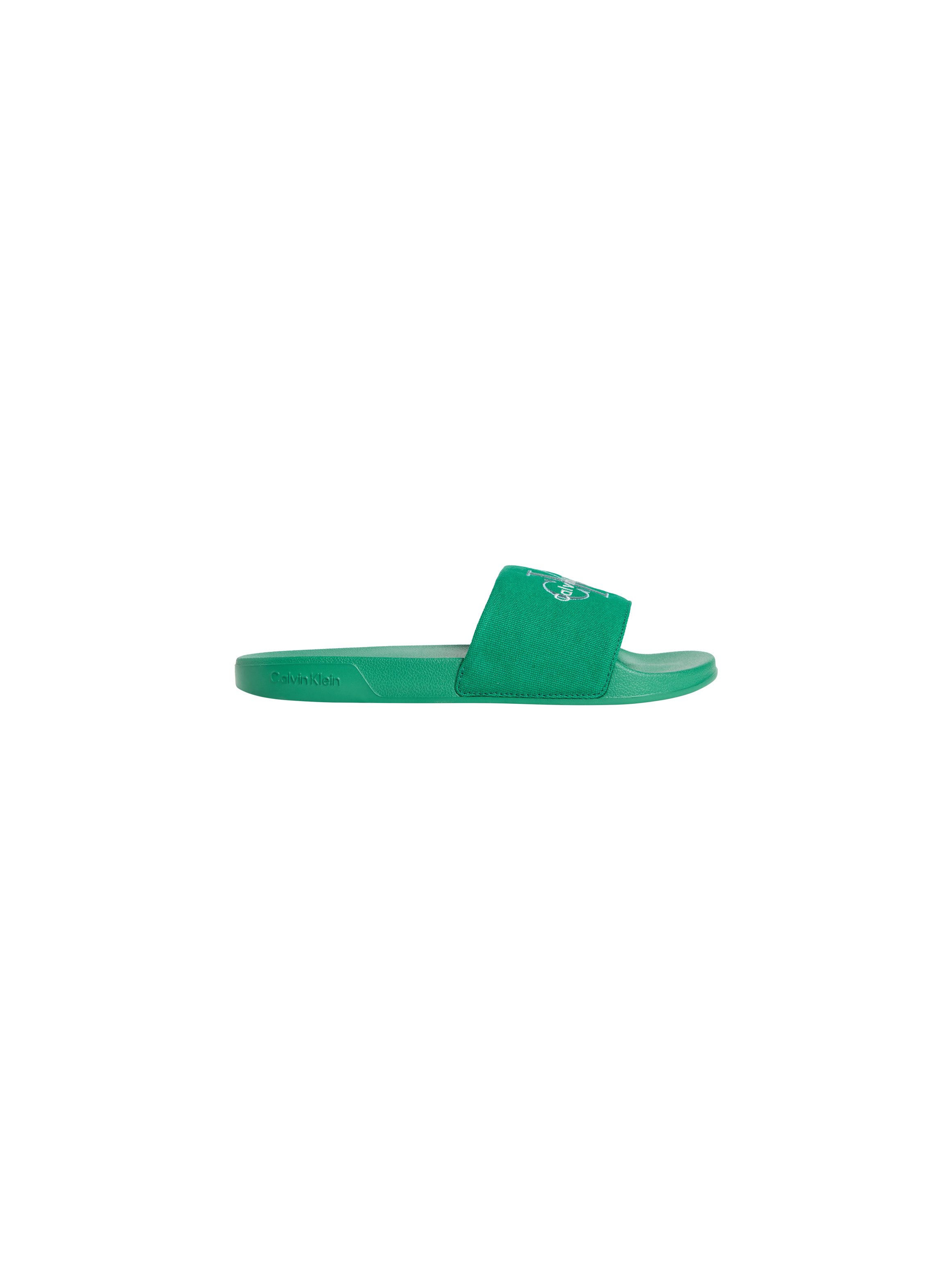 Calvin Klein Jeans ESS SLIDE CV Pantolette Badeschuh, Flat, Poolslides mit Logoschriftzug