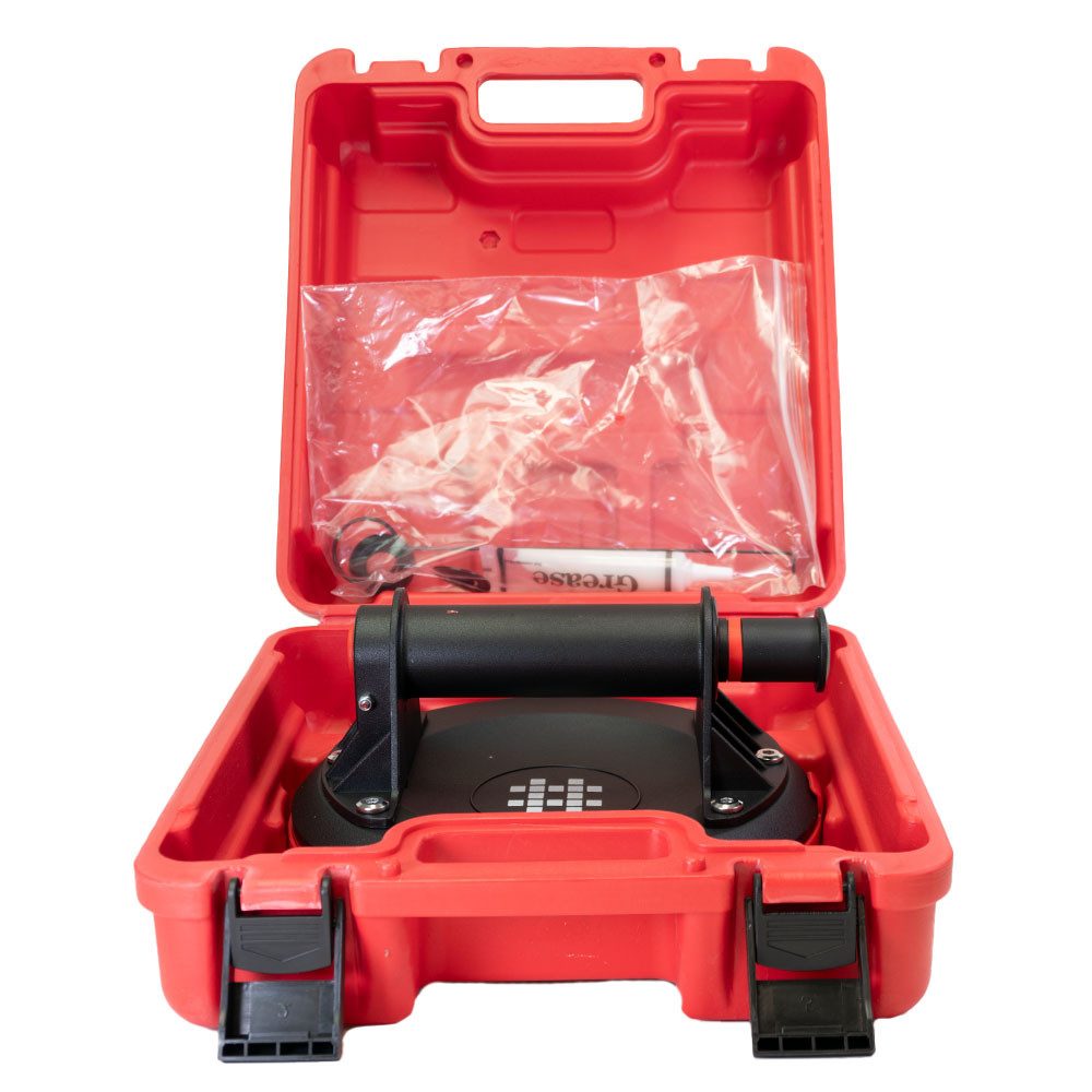 heicko e-ast GmbH Saugheber 1-Kopf-Saugheber mit Vakuumpumpe & Anzeige – Ø 200 mm – bis 140 kg, -], inkl. Transportkoffer