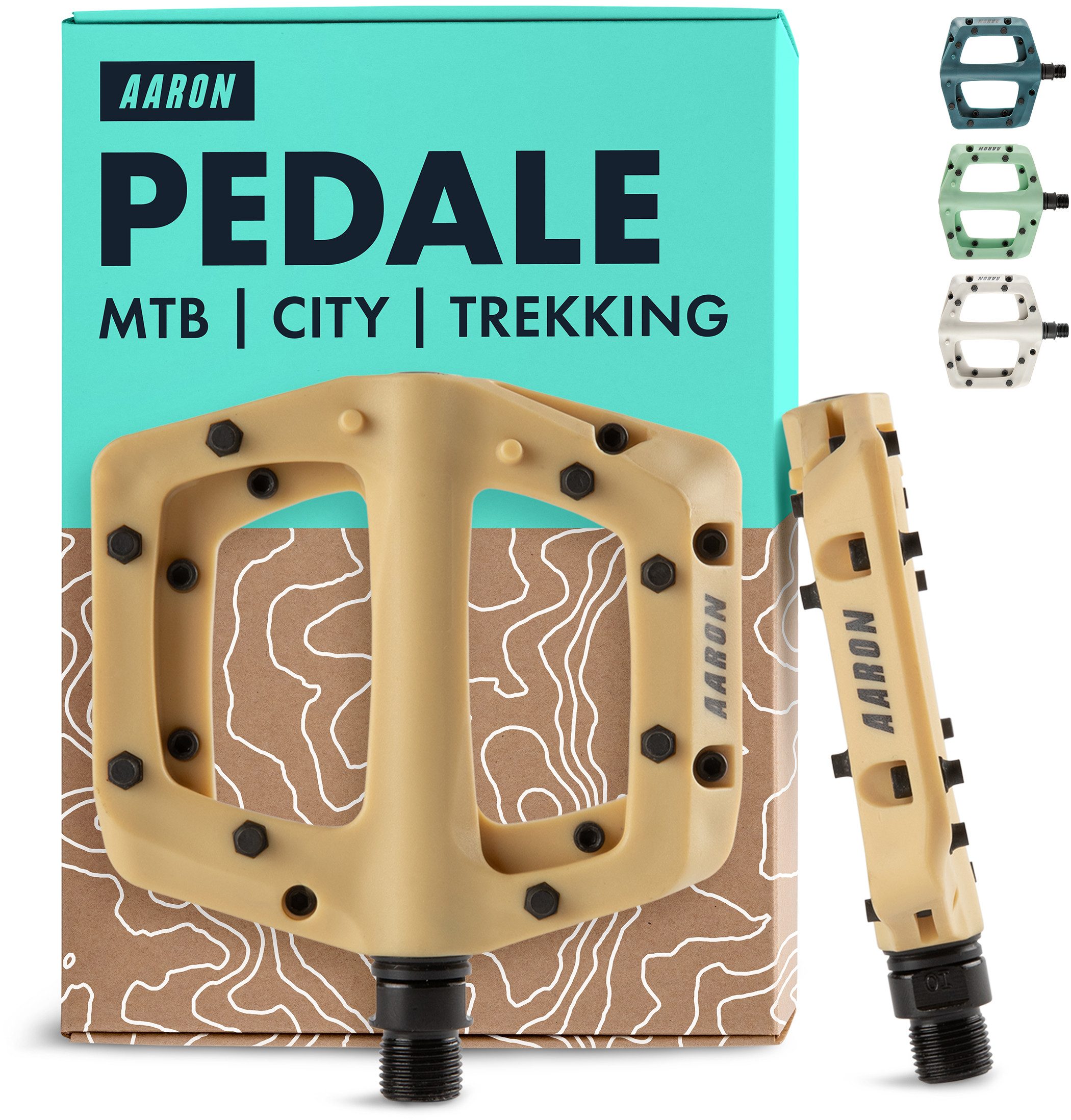 AARON Fahrradpedale Dirt MTB Pedale Ultraleicht Nylon mit austauschbaren Pins 9/16"