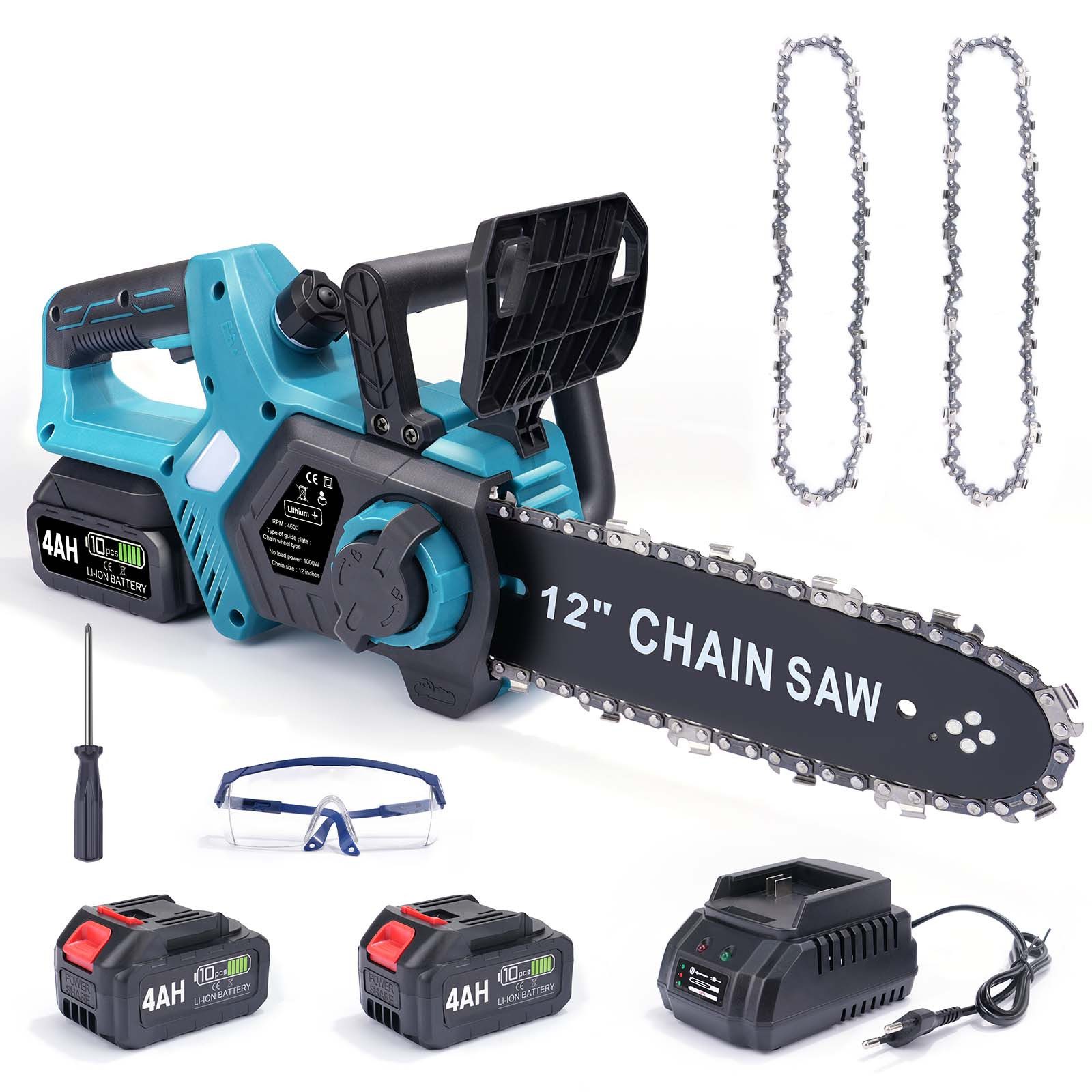 XERSEK Akku-Kettensäge 12-Zoll Elektro Kettensäge mit 8000mAh Akku 1000W As günstig online kaufen