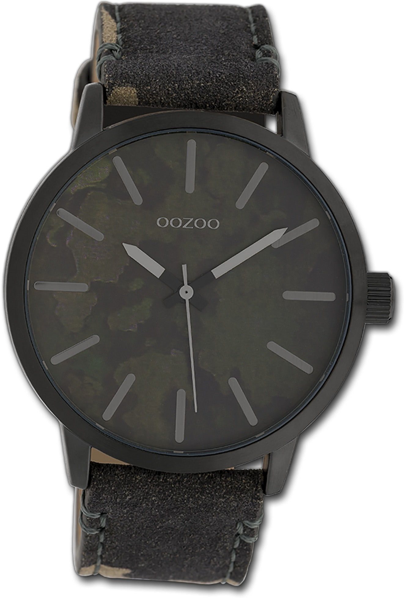OOZOO Quarzuhr Oozoo Unisex Armbanduhr Timepieces, Damen, Herrenuhr Textilarmband schwarz, braun, rundes Gehäuse, 45mm | Quarzuhren