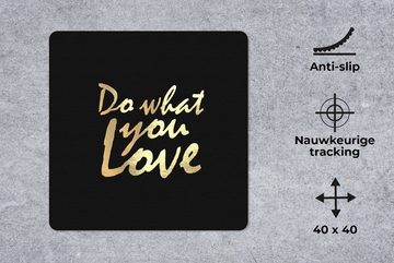 MuchoWow Gaming Mauspad Zitat - Liebe - Schwarz - Gold (1-St), Mousepad mit Rutschfester Unterseite, Gaming, 40x40 cm, XXL, Großes