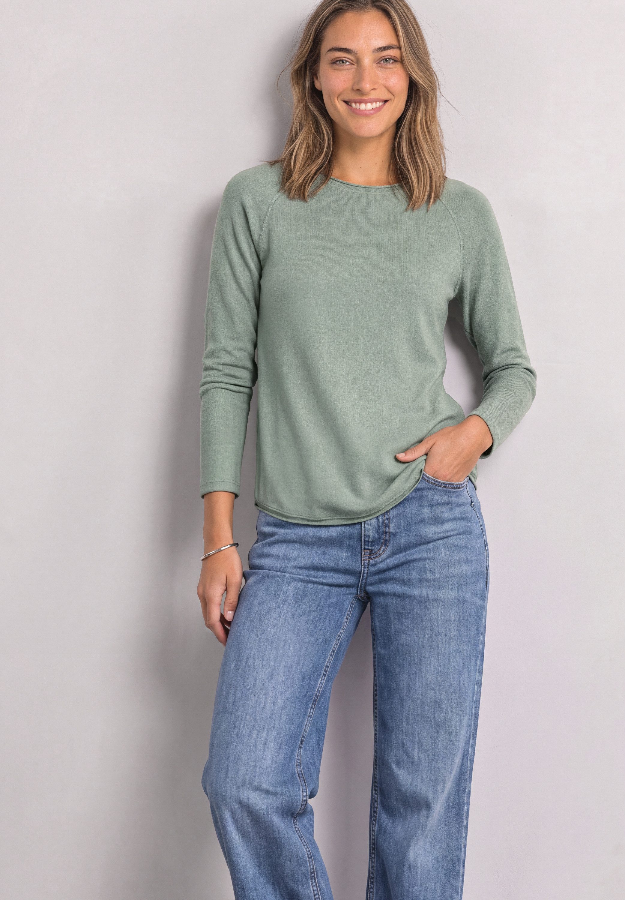 STREET ONE Langarmshirt aus softem Materialmix