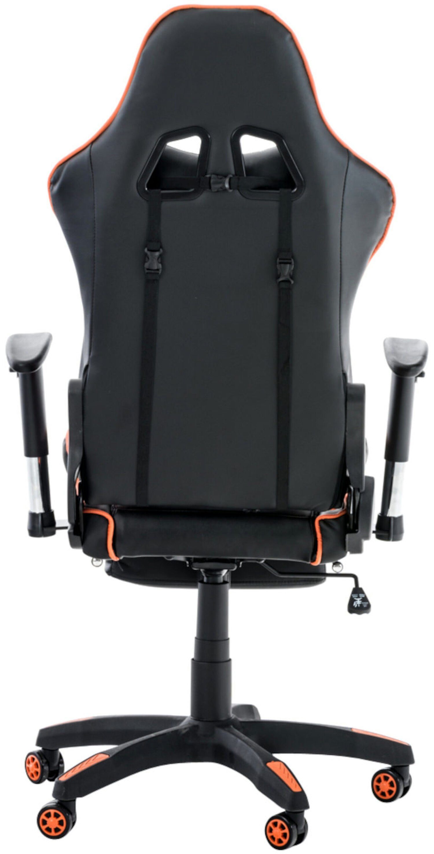 TPFLiving Gaming-Stuhl mit 360° schwarz Kunstleder und Turbine Racingstuhl, Rückenlehne Sitz: drehbar Chefsessel), (Schreibtischstuhl, Kunststoff Drehstuhl, - Gestell: - Gamingstuhl, schwarz/orange höhenverstellbar bequemer