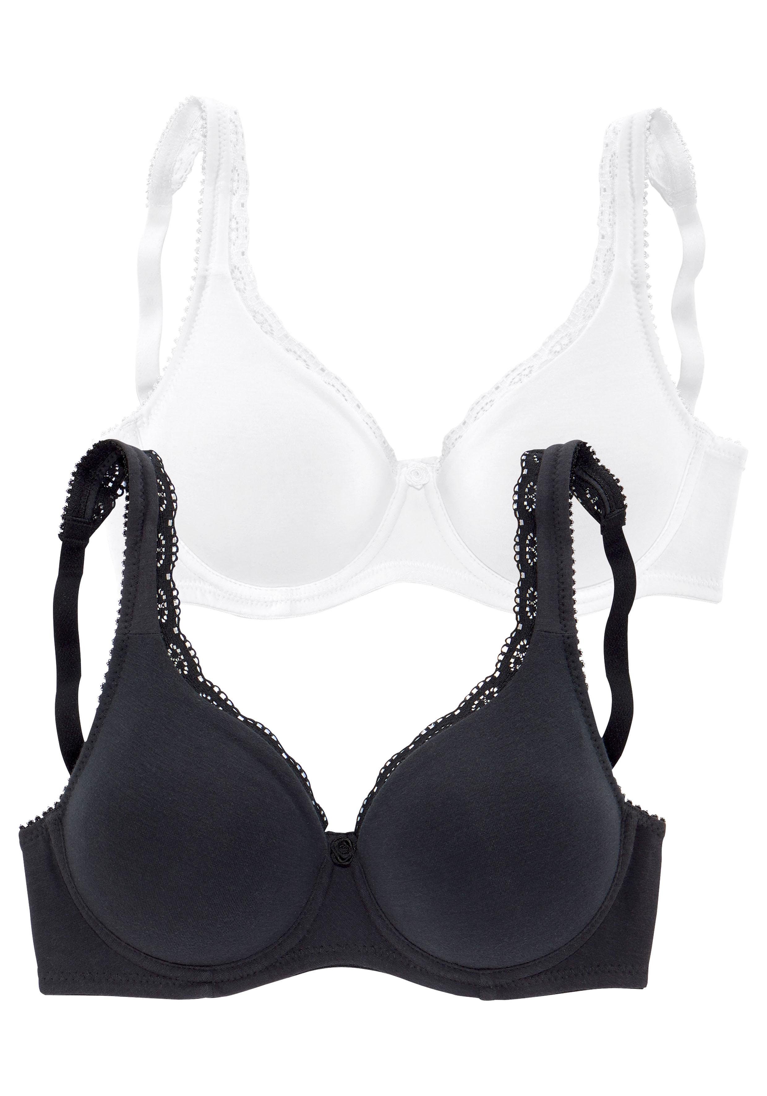 petite fleur by Lascana T-Shirt-BH, BH mit Bügel, Baumwoll-BH, Bügel-BH (Packung, 2 Stück) bequemer BH, Baumwoll-Qualität, große Größe – Bild 2 von 5