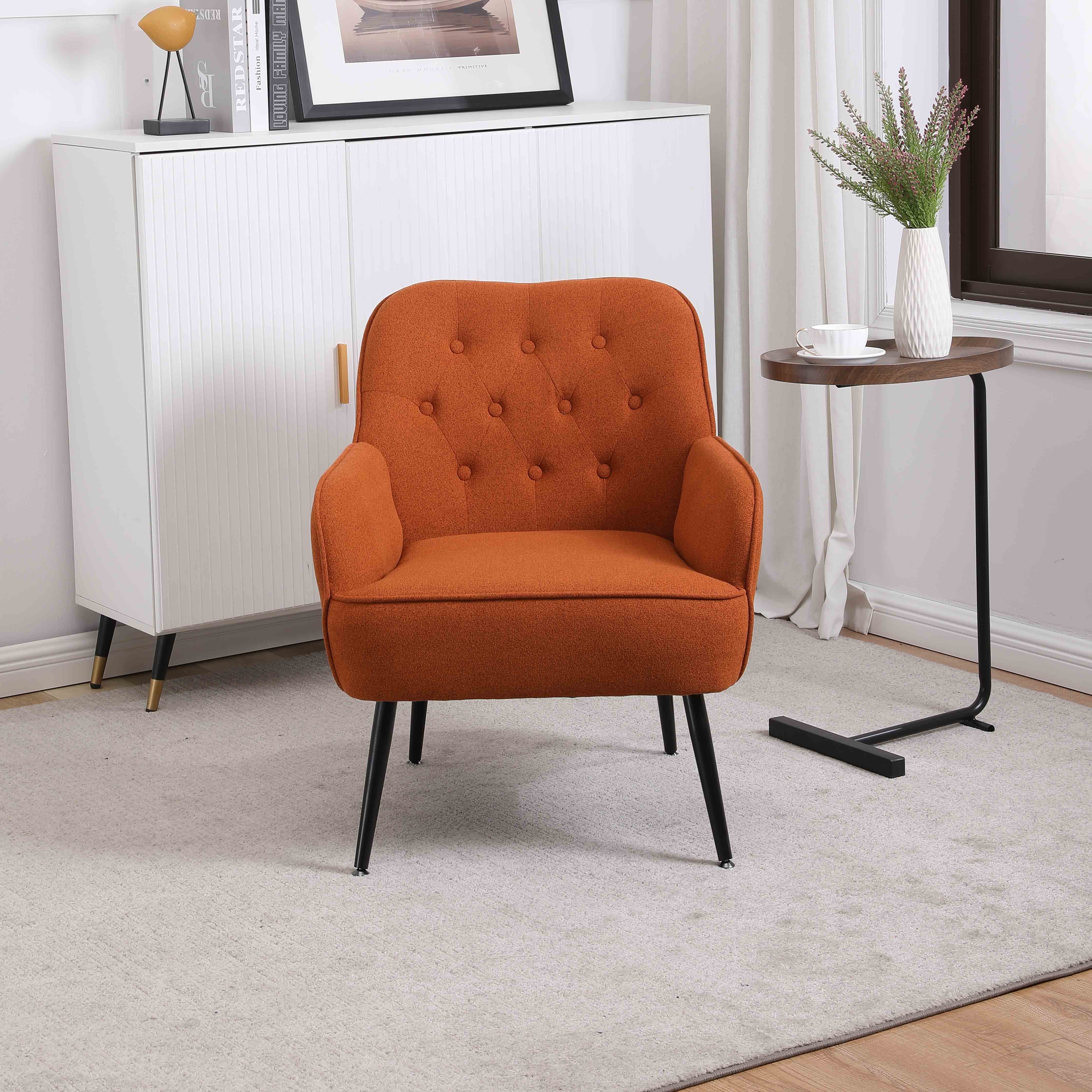 REDOM Loungesessel Relaxsessel Einzelsessel, Stuhl), Metallbeinen Freizeit (Büro Polstersessel, Gepolsterte orange Fernsehsessel Einzelsofa Kaffee Stuhl mit