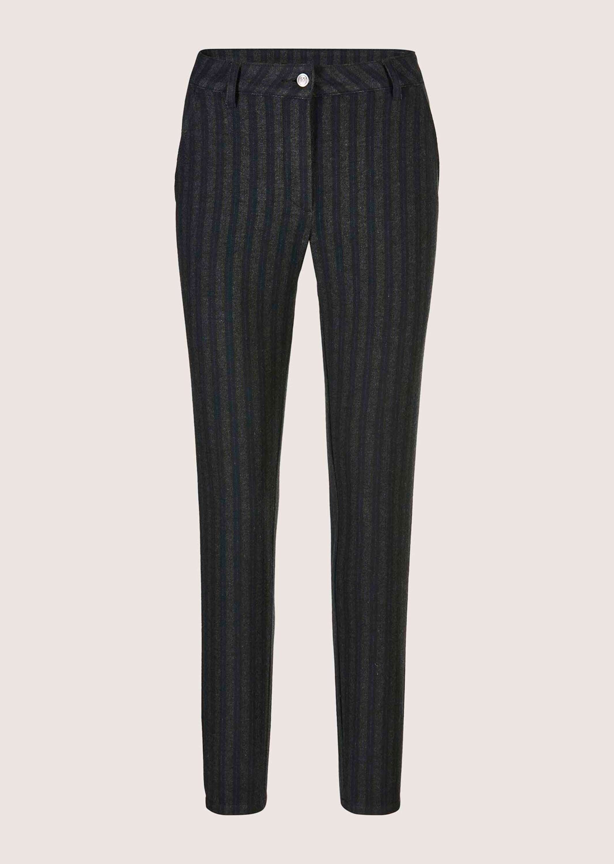 MADELEINE Stoffhose Kurzgröße: Flanellhose mit schmaler Beinform Slim Fit Hose mit dezentem Streifenmuster, Formbund, Gürtelschlaufen