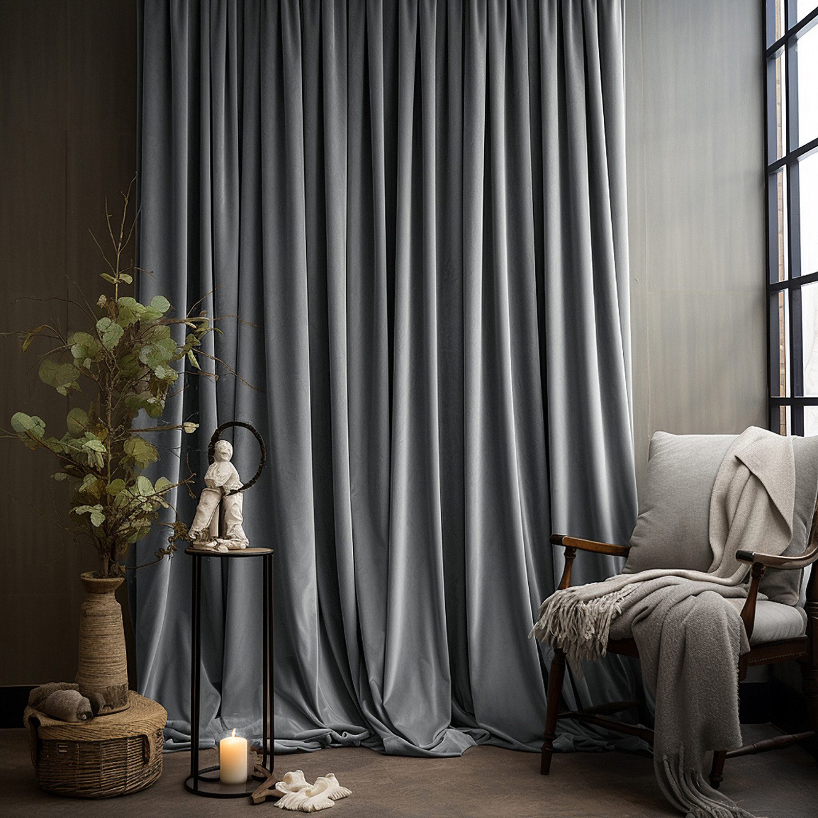 Sunicol Vorhang 2er Set Samtvorhänge Kräuselband Verdunkelungsvorhang, Blickdicht Velvet Gardinen für Schlafzimmer Wohnzimmer – Bild 5 von 5