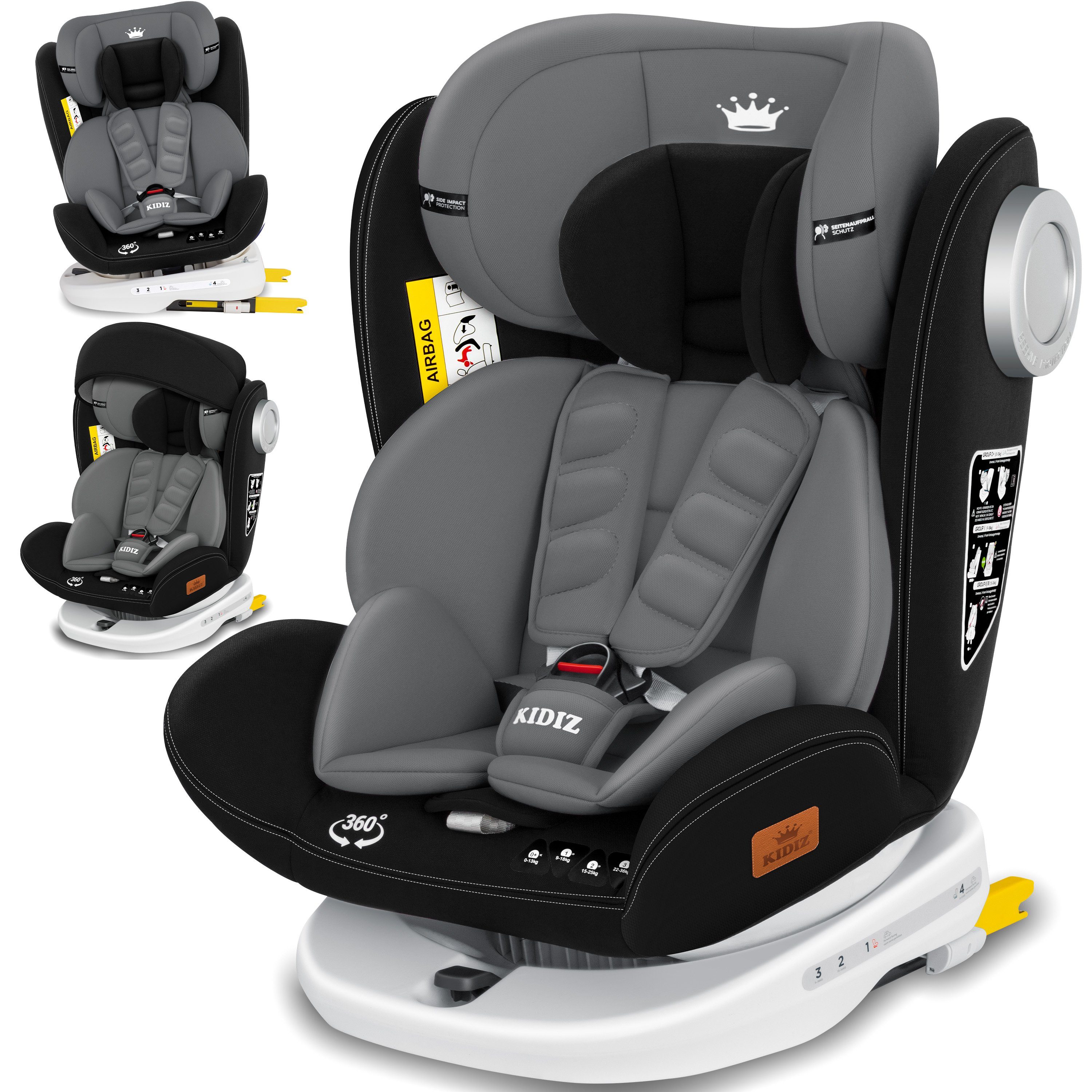 ISOFIX Auto Kindersitz 0-36kg Gruppe 0+1/2/3 AUTOSITZ 360°Drehbar Sonnenblende 