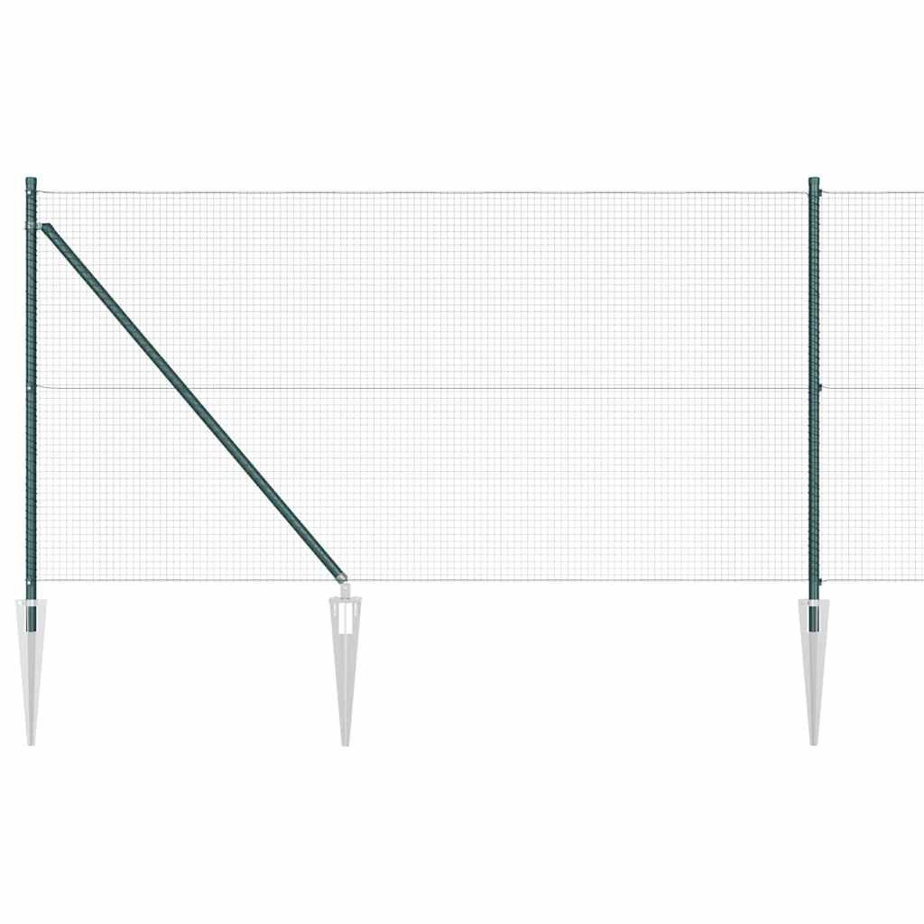 vidaXL Gartenzaun Geschweißter Drahtzaun mit Stacheln 10 x 1 m Grün Netz, (1-St)