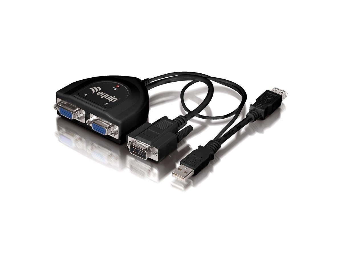 schwarz 2-Port 450MHz Splitter Netzwerk-Switch Equip VGA Equip