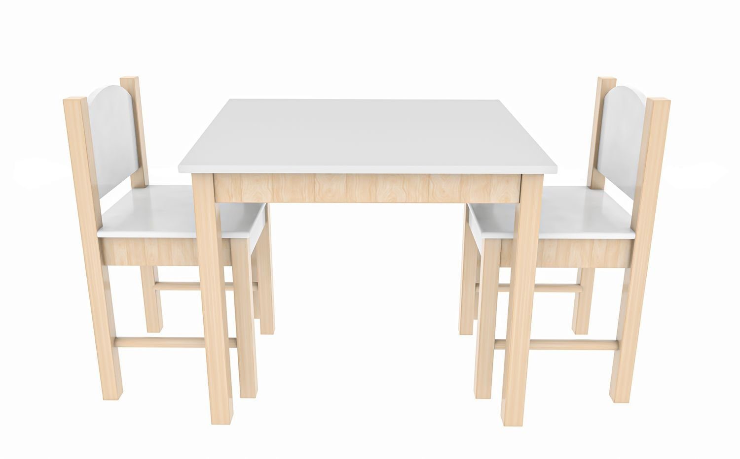 Coemo Kindersitzgruppe, (Set, 3-tlg), Kindersitzgruppe Tisch | Weiß Stühle 1 Weiß 2
