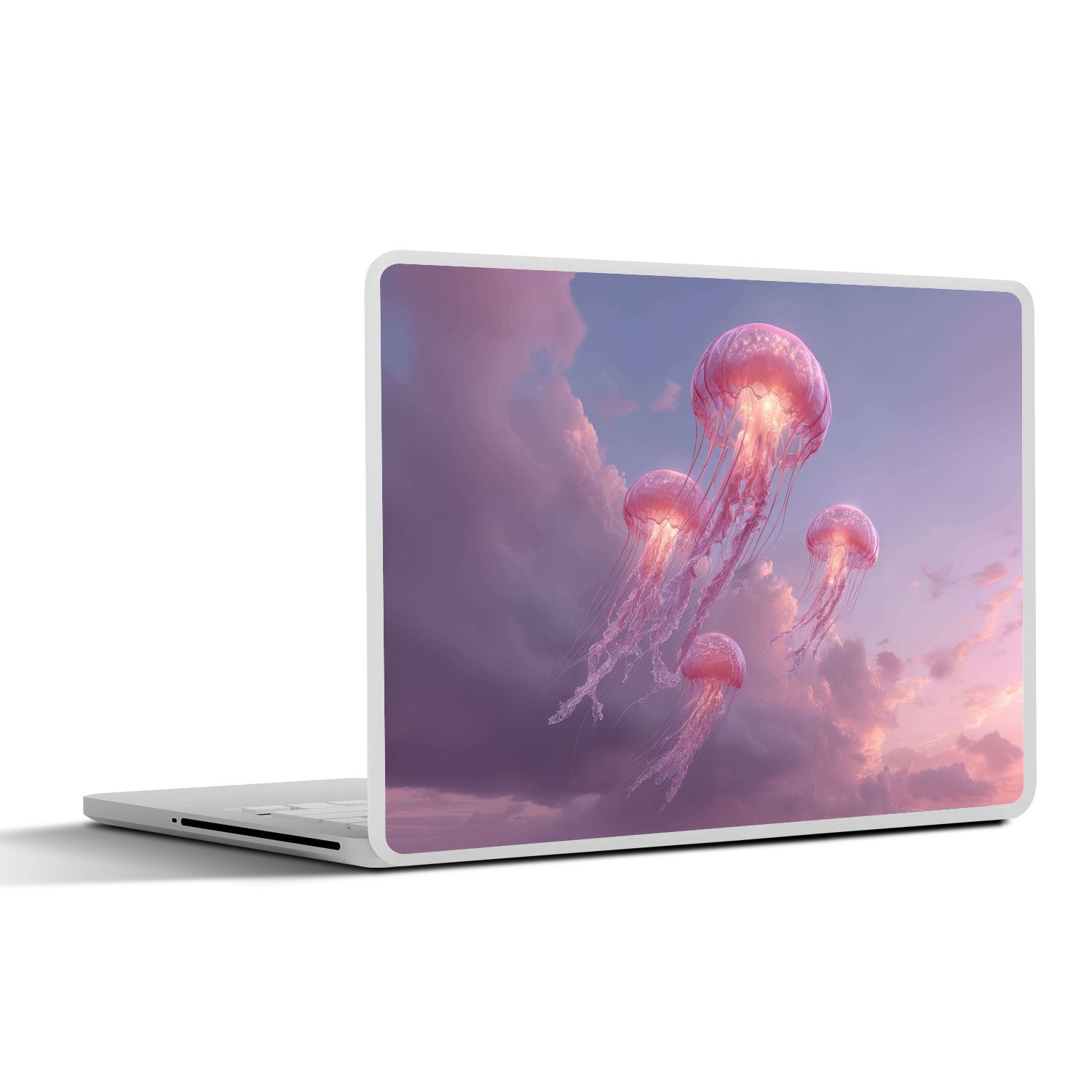 MuchoWow Laptop-Aufkleber Qualle - Rosa - Wolken, (1tlg), Laptop Folien Cover, Aufkleber, Sticker, Schutz vor Kratzern, 30x21 cm