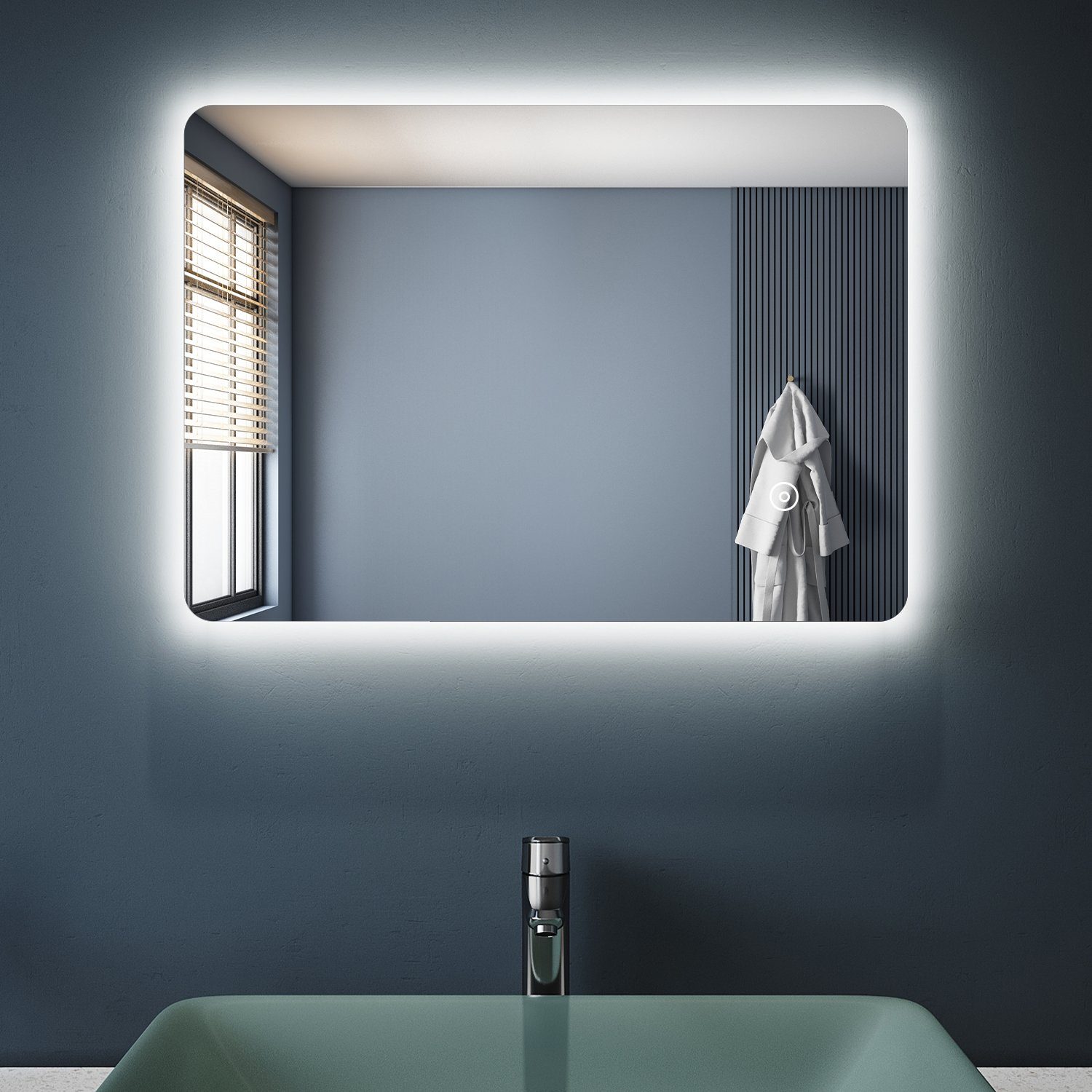 SONNI Badspiegel LED Beleuchtung,Touch mit mit Schalter,IP44,wasserdichte LED-Leiste LED 50x70 kaltweiß cm Schalter, Beleuchtung Badspiegel Touch