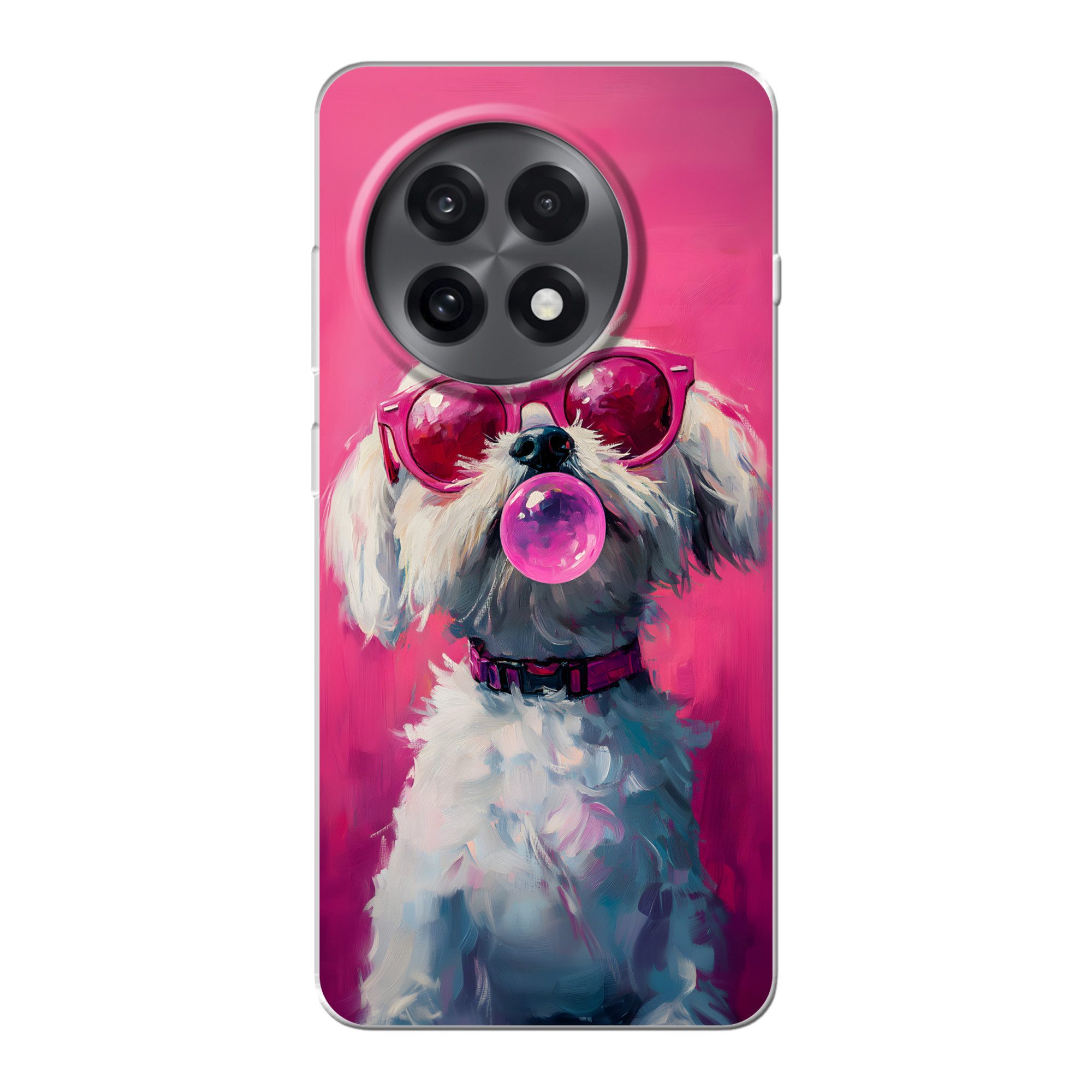MuchoWow Handyhülle für OnePlus 13R Rosa - Hund - Blase, Handy Case, Silikon, Bumper Case Dünn
