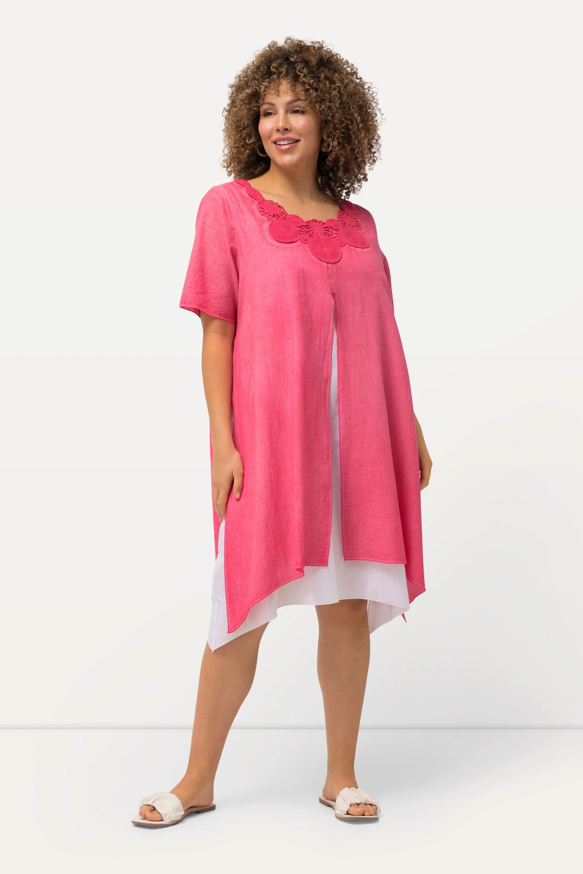 Ulla Popken Midikleid Tunika-Kleid Spitze doppellagig günstig online kaufen