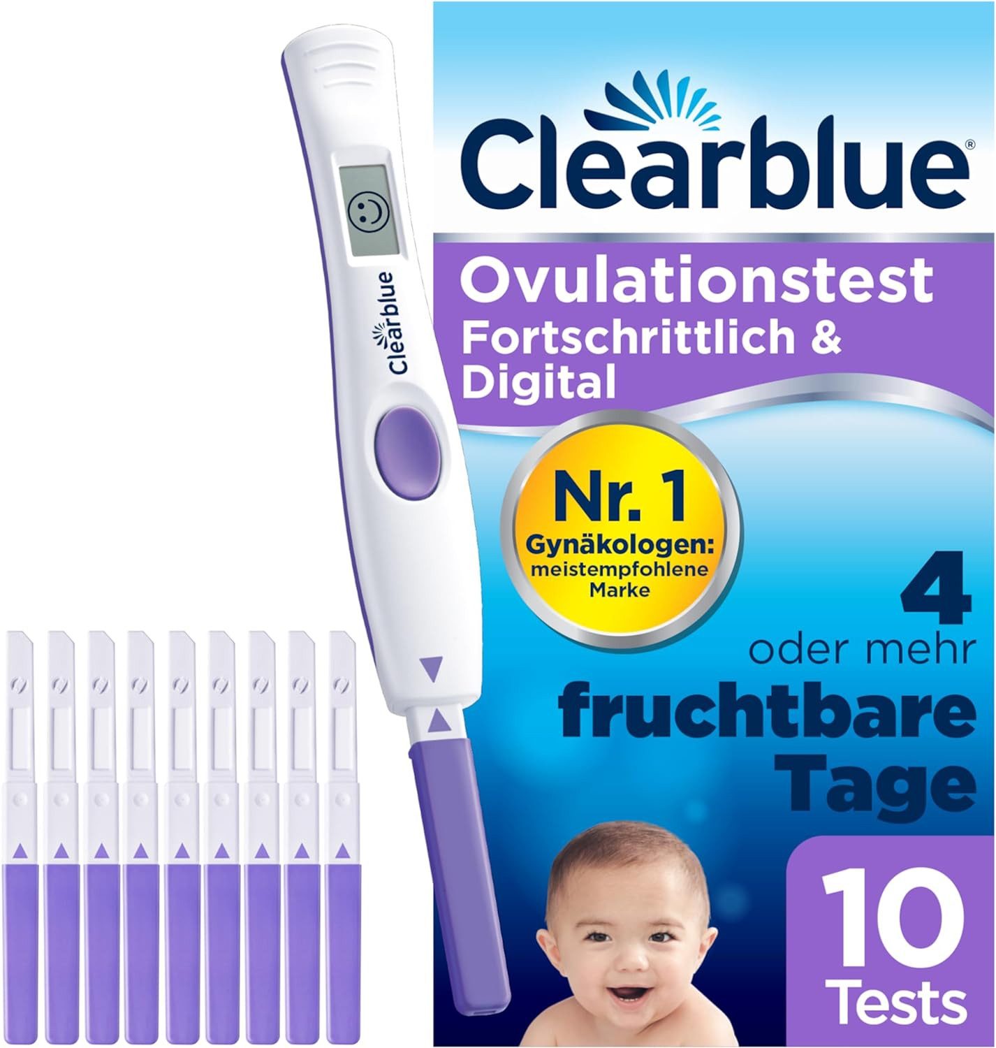 Clearblue Ovulationstest Fortschrittlich & Digital (testet 2 Hormone), Kinderwunsch, 1 tlg.