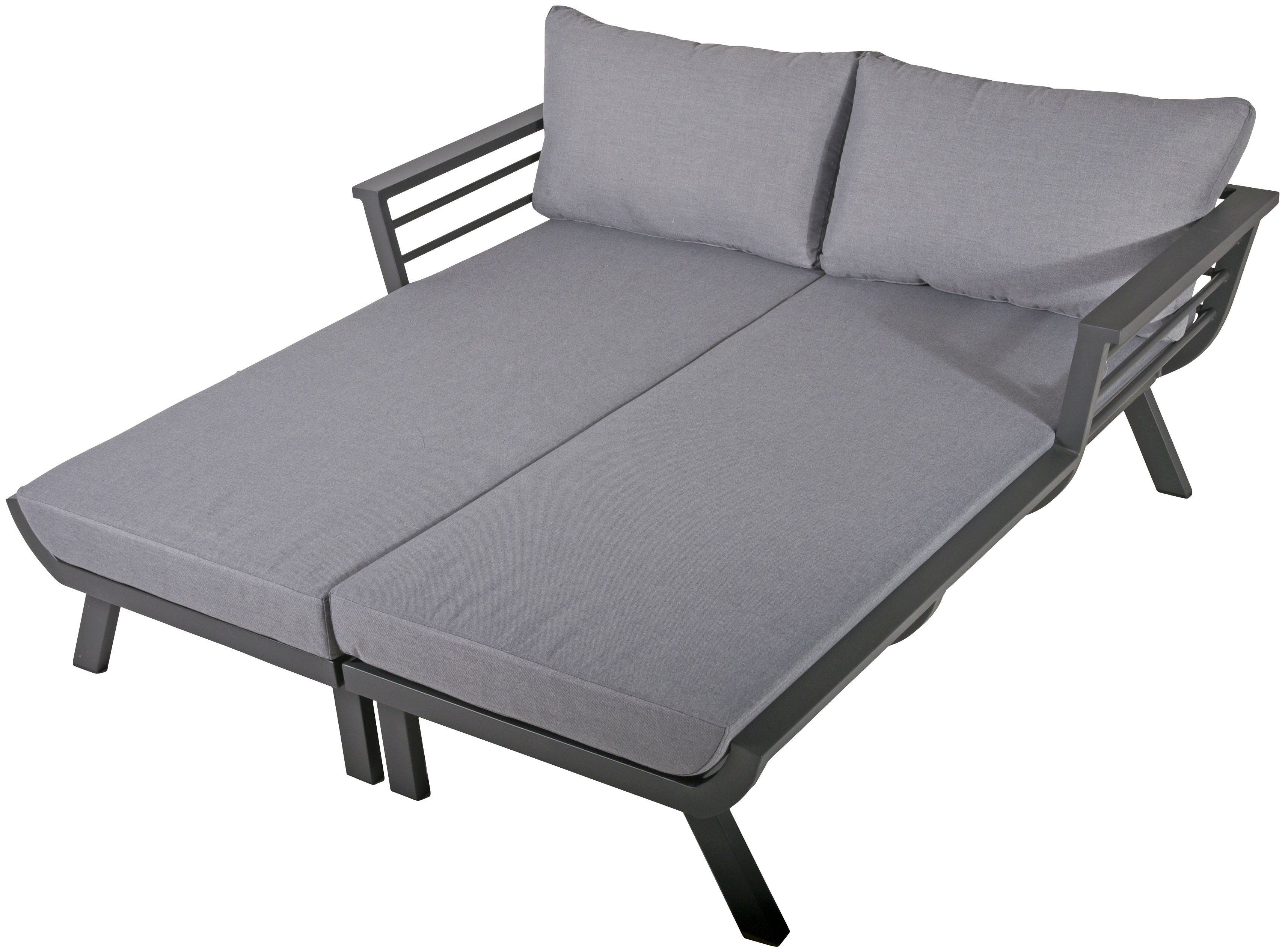 Garden Pleasure Doppelliege DELIA, Set, 2 St., bestehend aus 2 Einzelliegen, mit extragroßer Liegefläche, inklusive Auflagen und Kissen