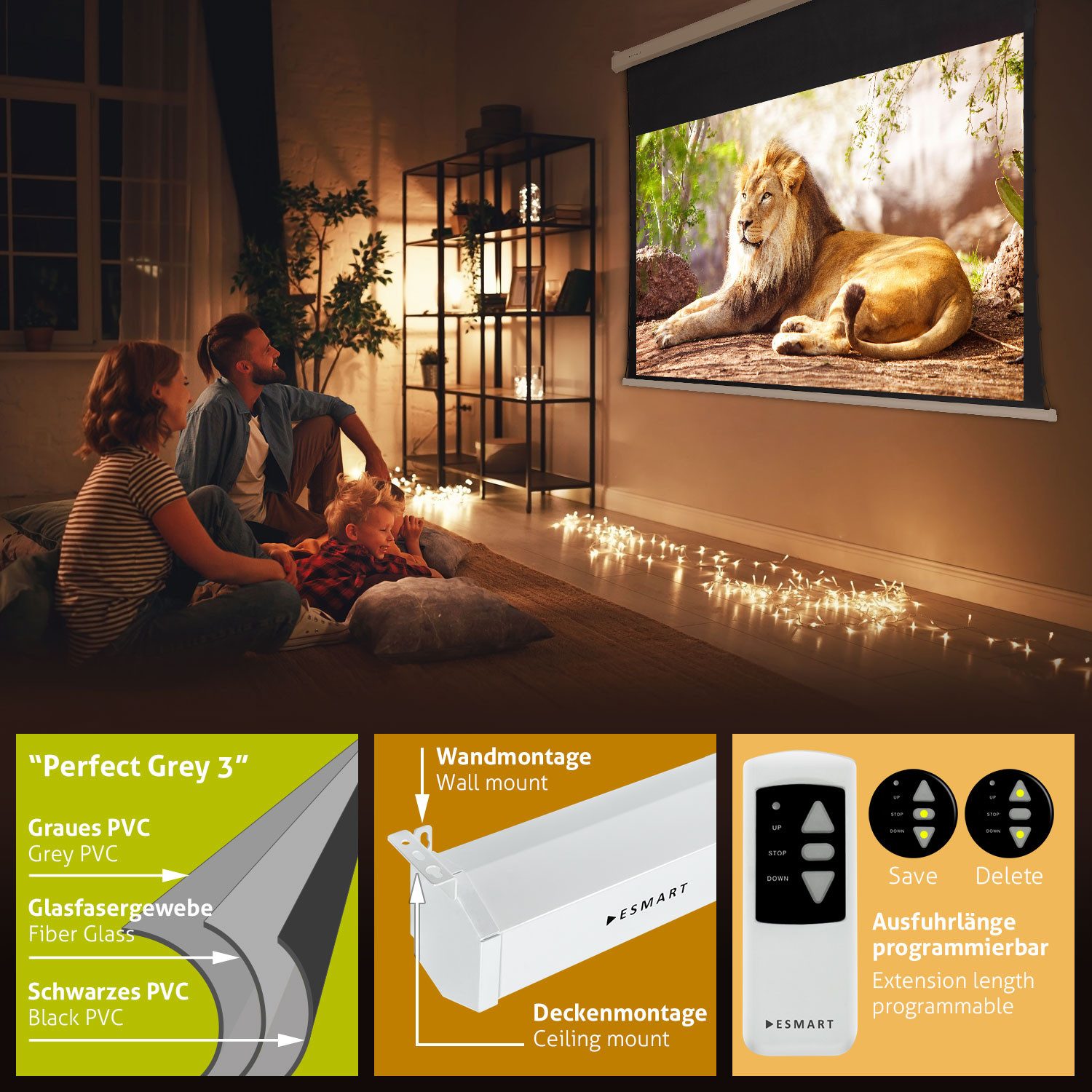 ESMART ESMART Germany Tension Leinwand TATENSO Motorleinwand (Professional TATENSO)
