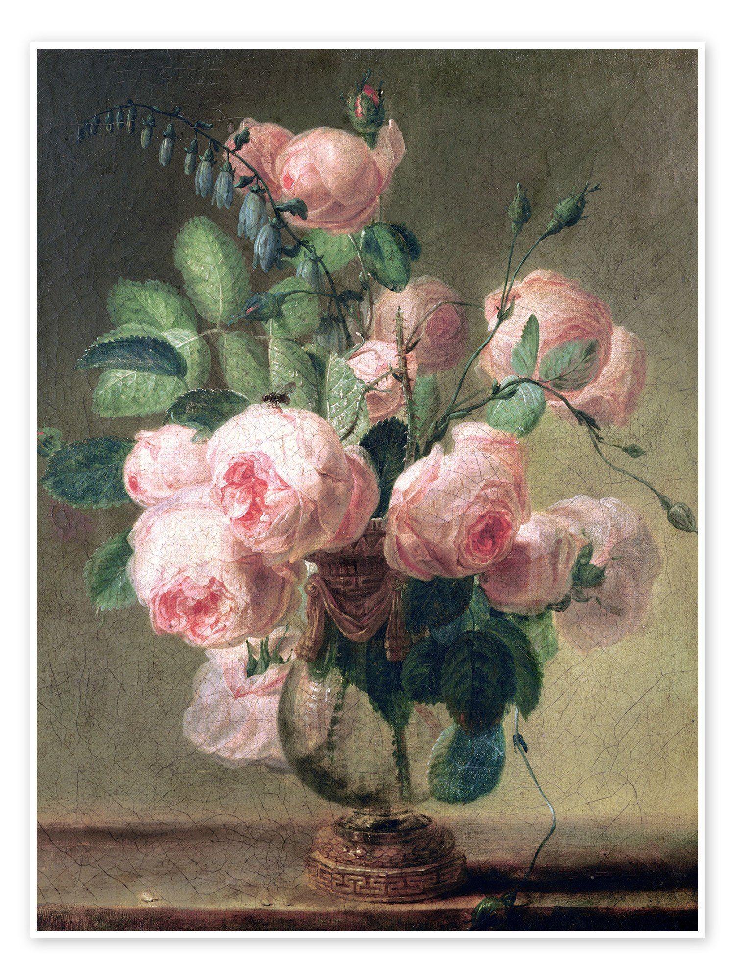 Posterlounge Poster Pierre Joseph Redouté, Vase mit Blumen, Vintage Malerei
