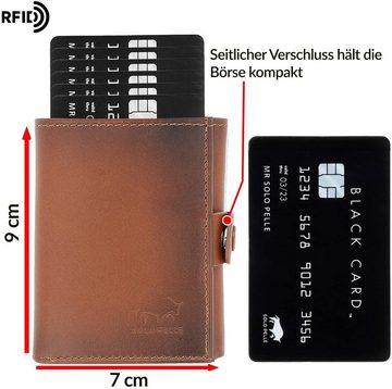 Solo Pelle Mini Geldbörse Slim Wallet mit Münzfach [12 Karten] Slimwallet Riva [RFID-Schutz], echt Leder, Made in Europe in elegantem Design mit RFID Schutz