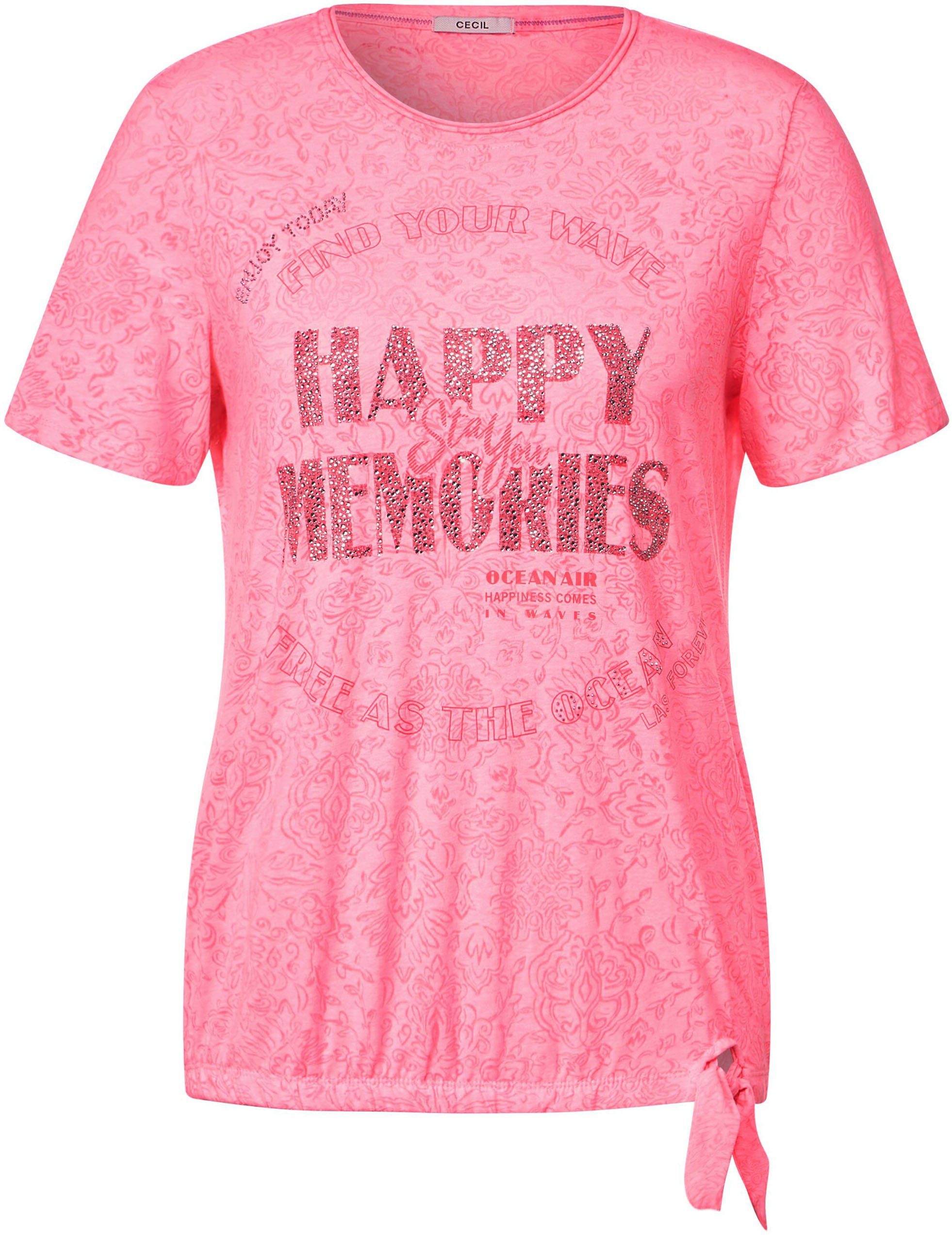 ausgebrannter neon in soft T-Shirt Cecil Optik pink