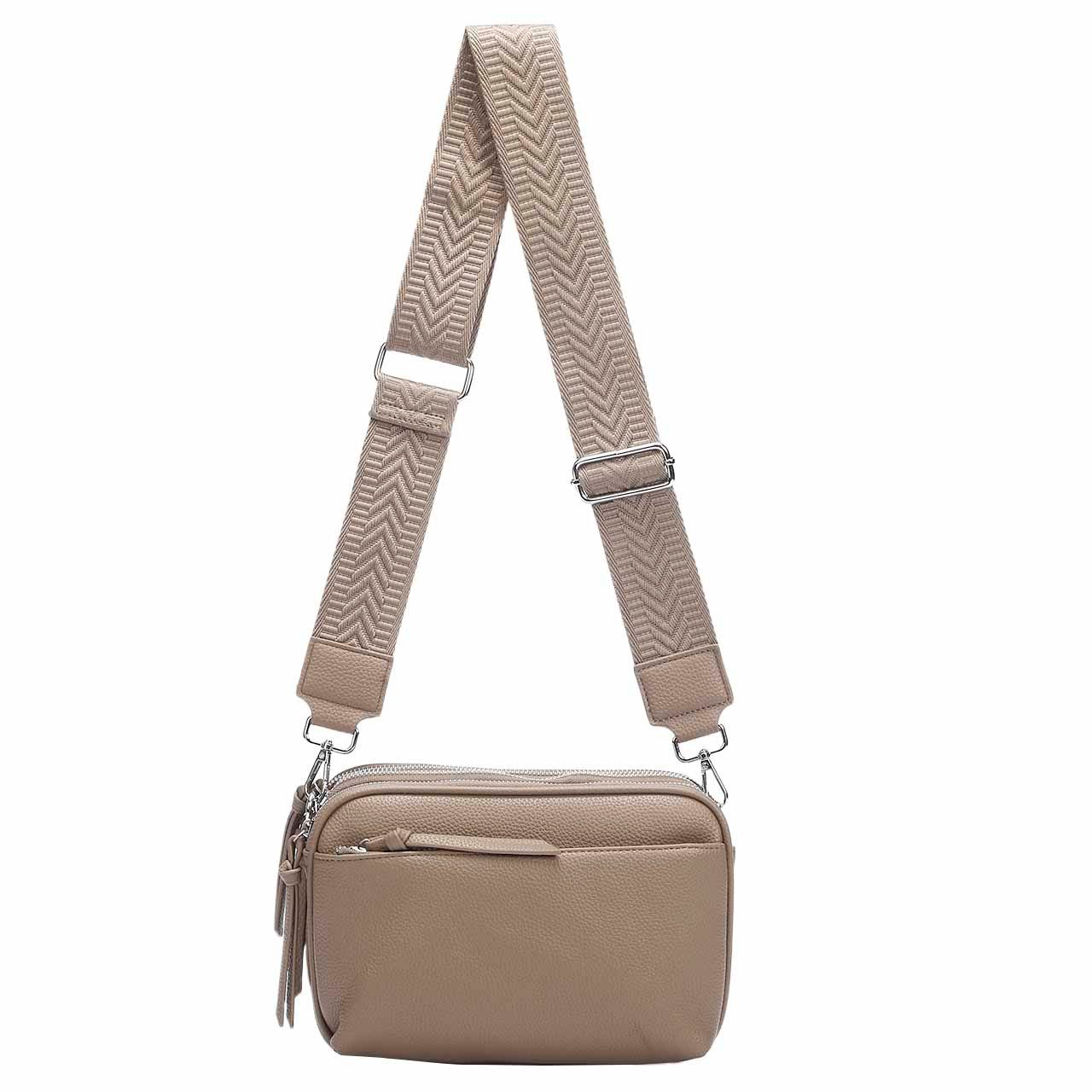 ITALYSHOP24 Schultertasche Damen Umhangetasche Brusttasche Cross Over Body Bag Handy Clutch Spar Set Clutch Tasche mit einem breitem Muster Stoffgurt Umhangeband viele Facher Freizeit Damentasche Reis...