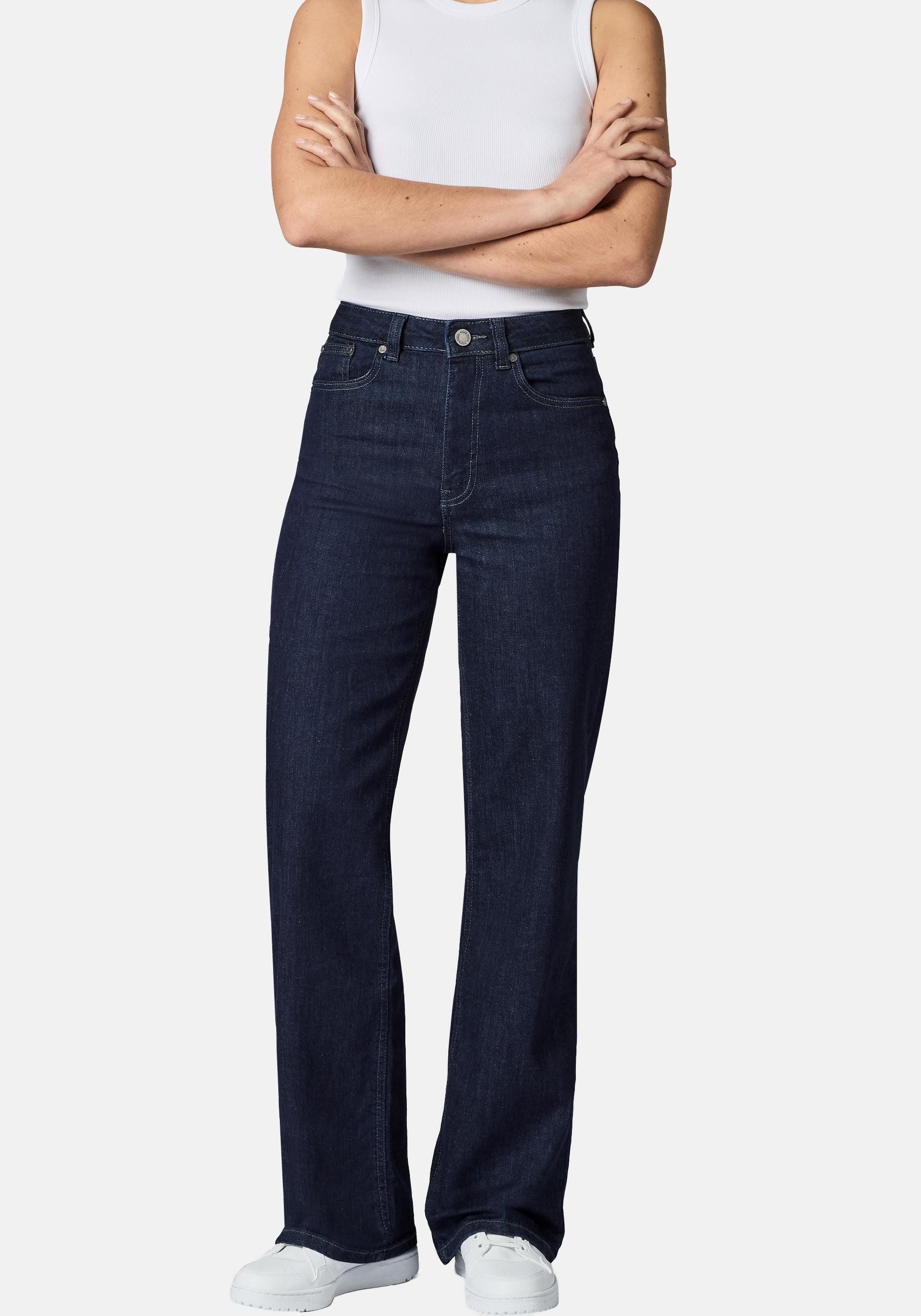 PEAK TIME Weite Jeans Eklipsa Damen Wide Leg Jeans mit Logoprägung