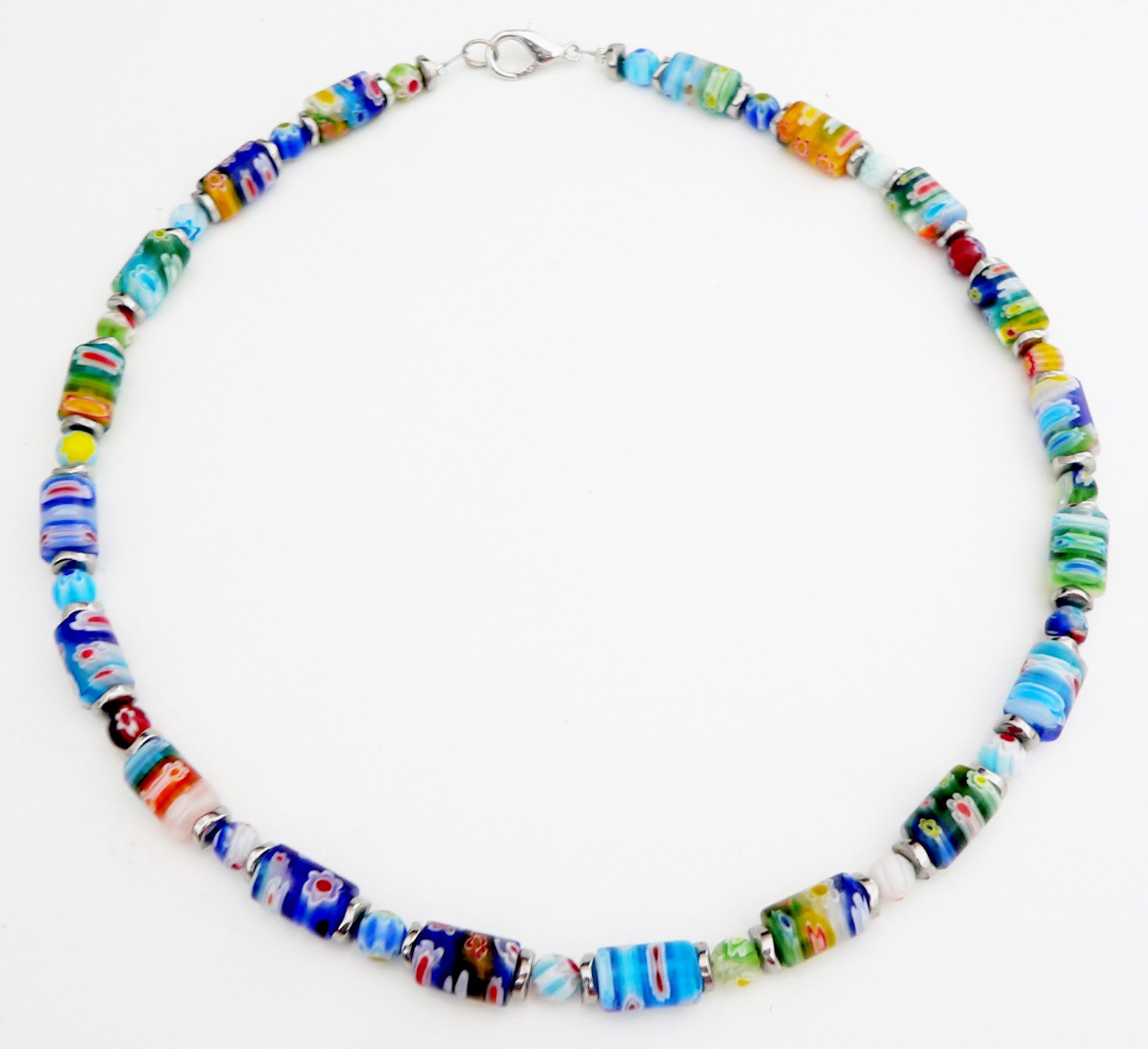 traumschmuck Kette ohne Anhänger 208t Halskette Walze Millefiori mehrfarbig multicolor (inkl Schmuckcbox), handgefertigt, Made in Germany