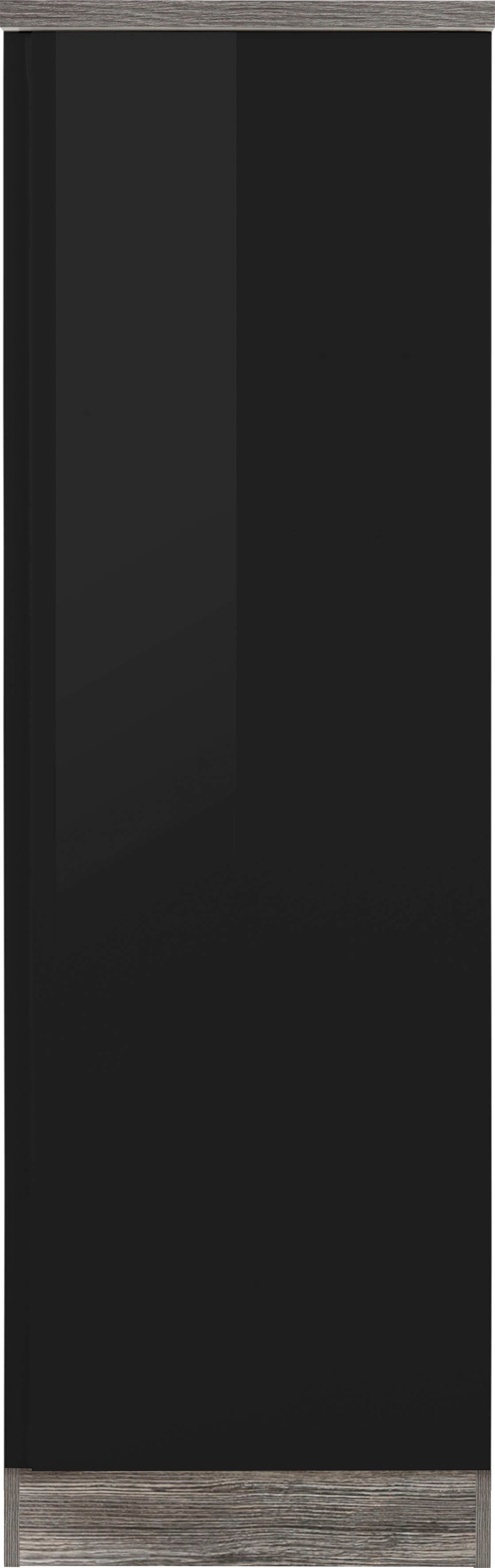 HELD MÖBEL | Virginia eichevintage Seitenschrank Hochglanz viel Stauraum für 50 cm schwarz breit