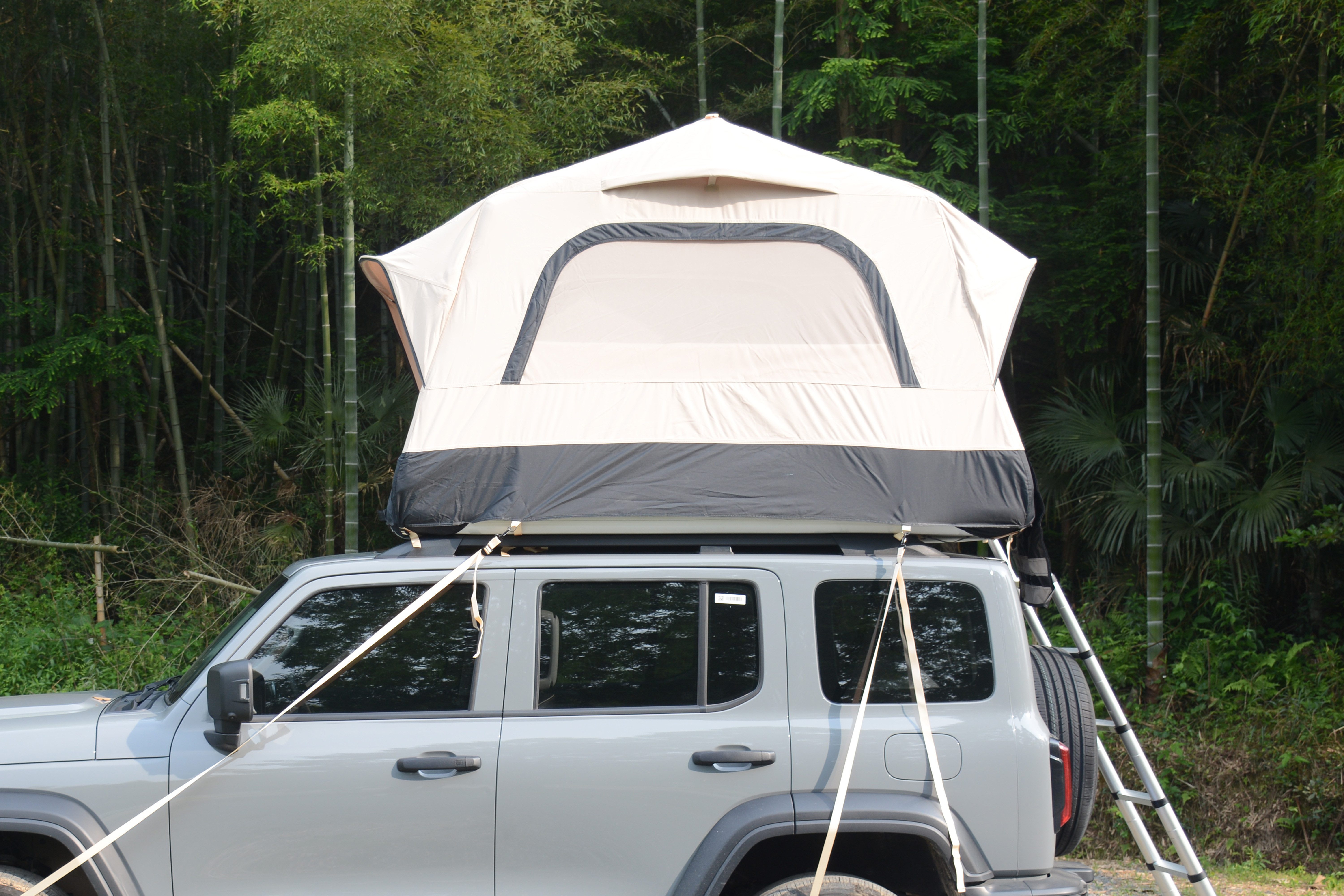 Yoimoimo Dachzelt Aufblasbar für SUV & Jeep – 3-Personen, Grau/Grün/Beige