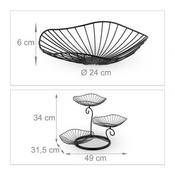 relaxdays Obstschale 3 stöckige Obst Etagere, Eisen