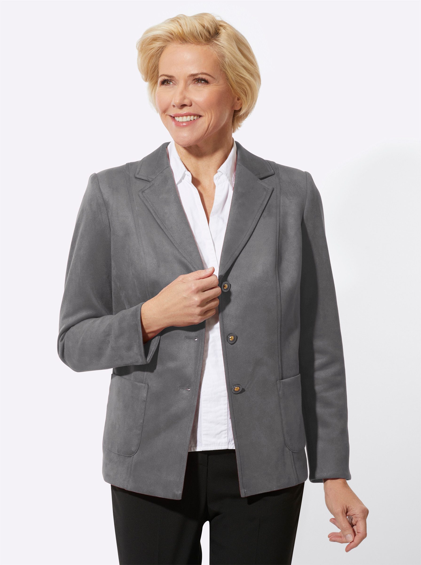 Blusenblazer Lederimitat-Blazer